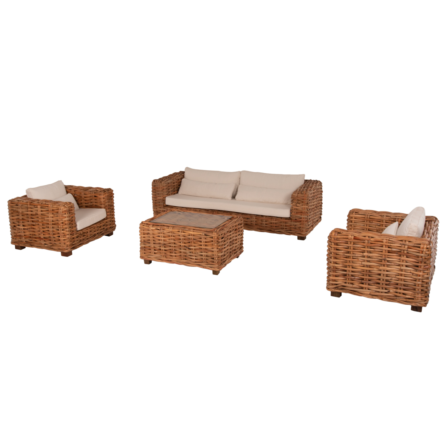 ΣΕΤ ΣΑΛΟΝΙ ΕΞ.ΧΩΡΟΥ TROPEL HM9656 4ΤΜΧ ΦΥΣΙΚΟ RATTAN-ΞΥΛΟ ΜΑΟΝΙ-ΛΕΥΚΑ ΜΑΞΙΛΑΡΙΑ 1
