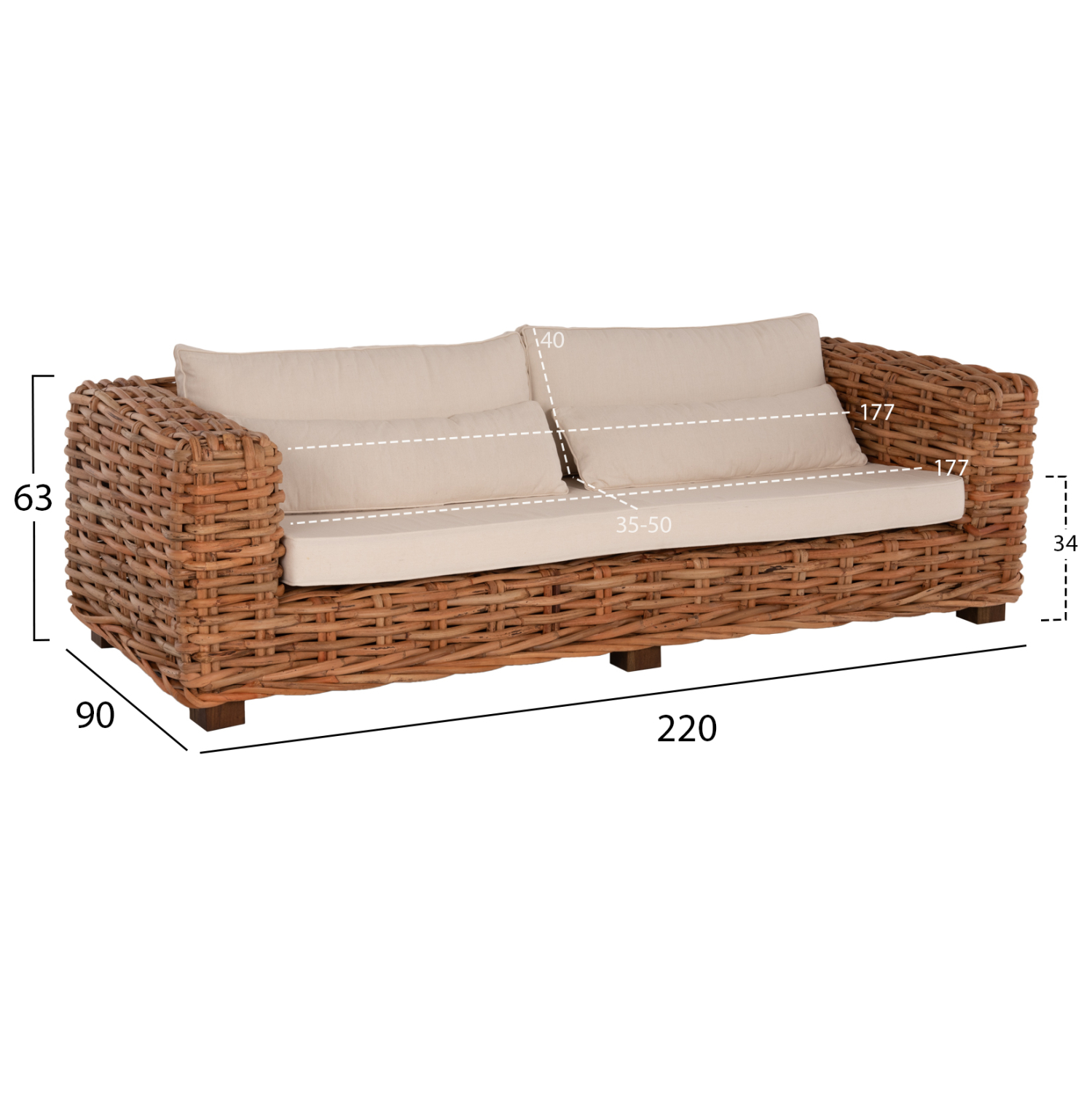 ΣΕΤ ΣΑΛΟΝΙ ΕΞ.ΧΩΡΟΥ TROPEL HM9656 4ΤΜΧ ΦΥΣΙΚΟ RATTAN-ΞΥΛΟ ΜΑΟΝΙ-ΛΕΥΚΑ ΜΑΞΙΛΑΡΙΑ 2