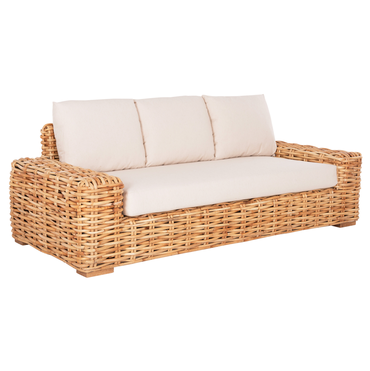 ΚΑΝΑΠΕΣ ΤΡΙΘΕΣΙΟΣ ΕΞ.ΧΩΡΟΥ TROPEL HM9808 ΞΥΛΟ MANGO-RATTAN ΦΥΣΙΚΟ-ΛΕΥΚΑ ΜΑΞΙΛΑΡΙΑ 216x88x85Υεκ 1