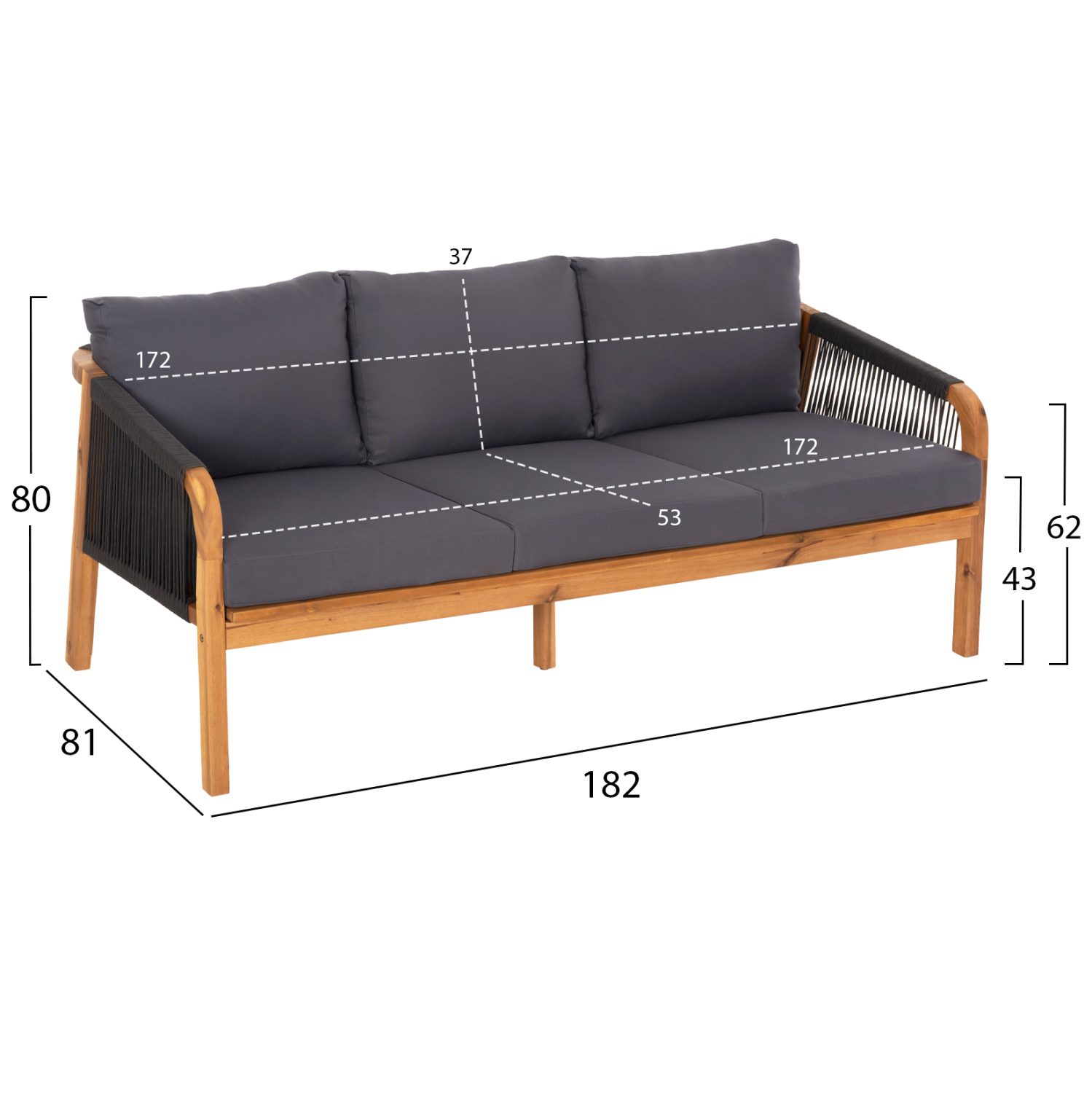 ΣΕΤ ΣΑΛΟΝΙ ΕΞ.ΧΩΡΟΥ 4ΤΜΧ ROSSWELL HM6084.01 ΞΥΛΟ ΑΚΑΚΙΑΣ-ΣΧΟΙΝΙ &amp; ΜΑΞΙΛΑΡΙΑ ΑΝΘΡΑΚΙ 2