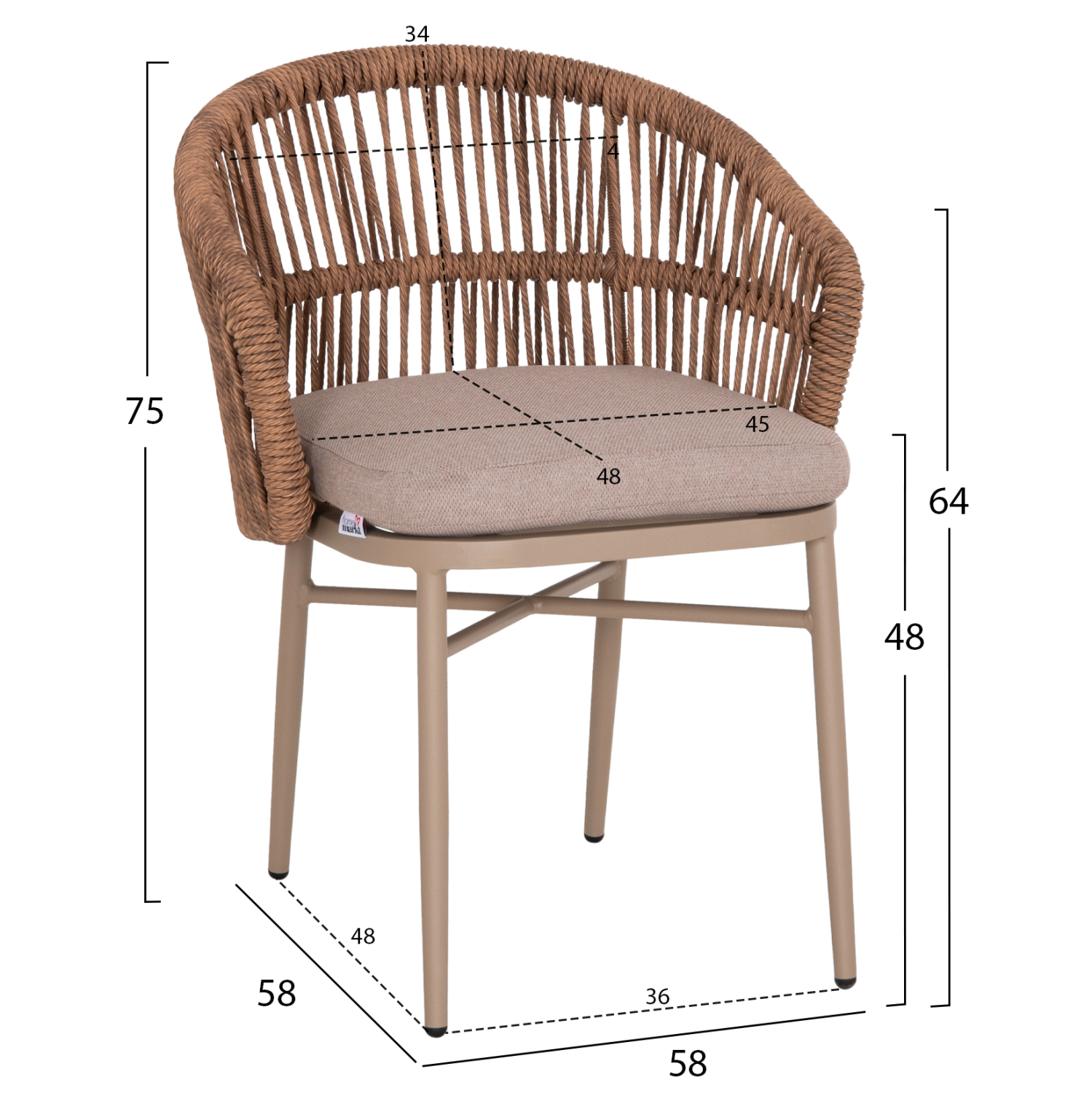 ΠΟΛΥΘΡΟΝΑ ΑΛΟΥΜΙΝΙΟΥ ORIN HM6265.03 ΚΑΠΟΥΤΣΙΝΟ- P.E.RATTAN ΣΕ ΦΥΣΙΚΟ 58x61x75Υεκ. 2