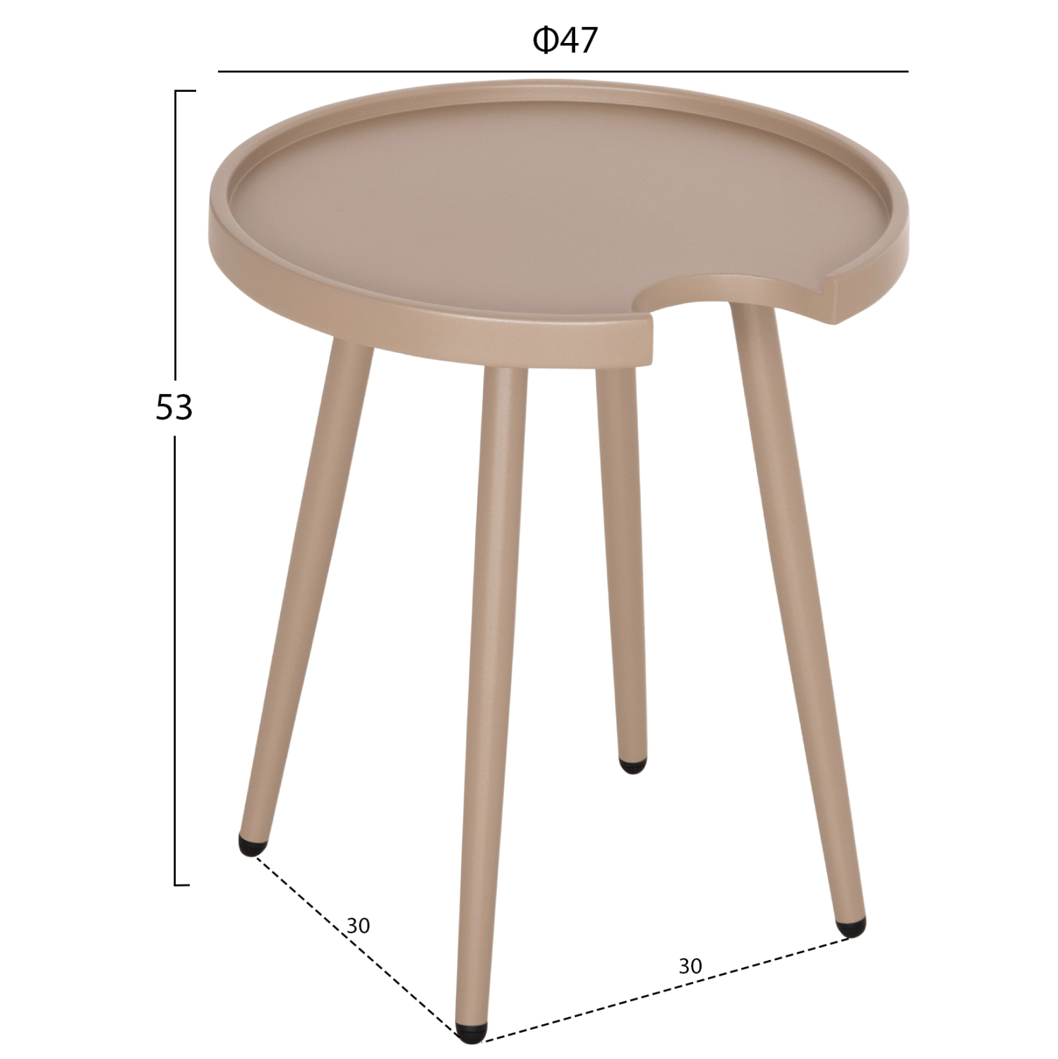 ΤΡΑΠΕΖΙ ΒΟΗΘΗΤΙΚΟ ΣΤΡΟΓΓΥΛΟ ΕΞ.ΧΩΡΟΥ TEROC HM6433.03 ΑΛΟΥΜΙΝΙΟ ΚΑΠΟΥΤΣΙΝΟ Φ47x53Υεκ 2