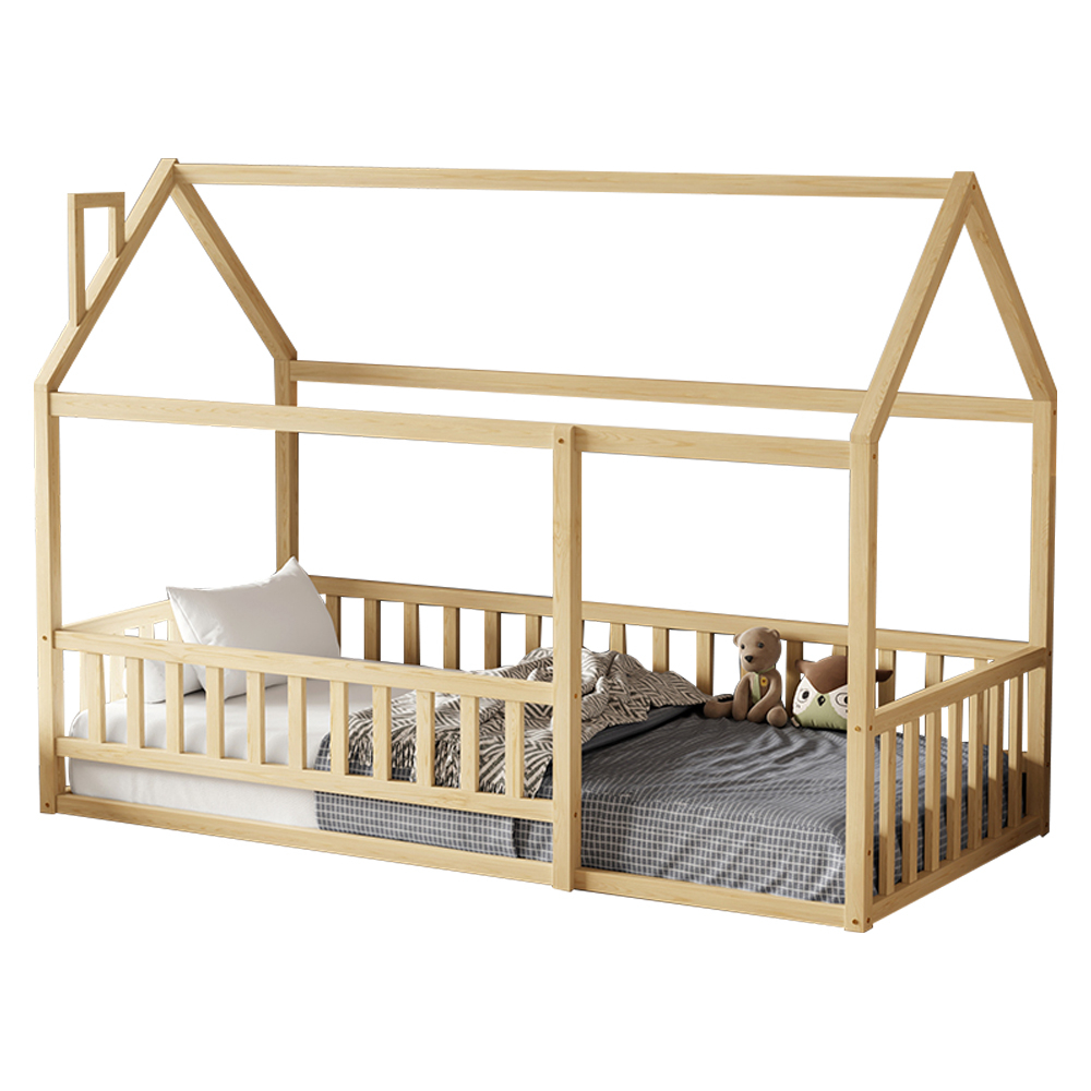 ΚΡΕΒΑΤΙ ΠΑΙΔΙΚΟ ΜΕ ΚΑΓΚΕΛΟ HOUSER HM706.01 τ.MONTESSORI ΞΥΛΟ ΠΕΥΚΟ ΦΥΣΙΚΟ-190x90εκ 1