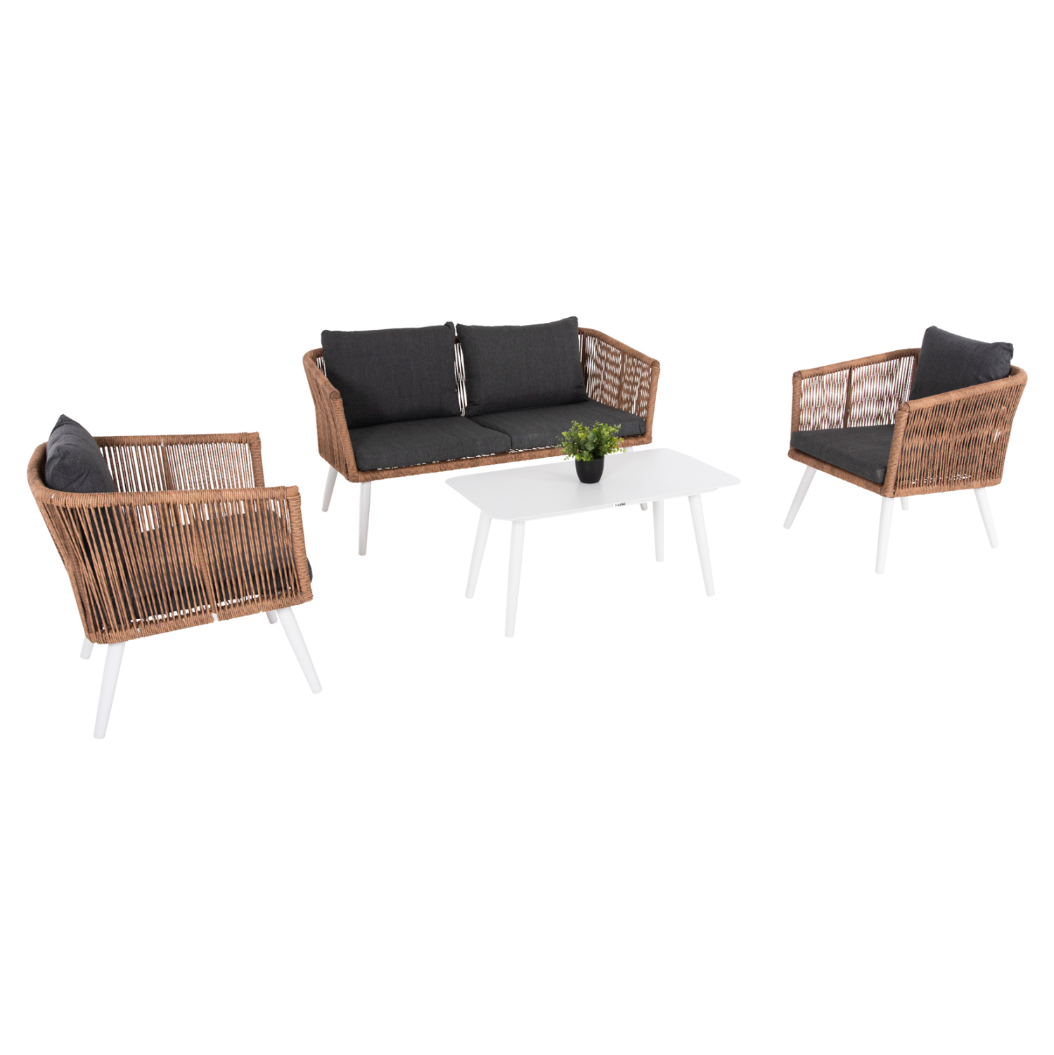 ΣΑΛΟΝΙ ΕΞ.ΧΩΡΟΥ 4ΤΜΧ FREJA HM6057.01 ΑΛΟΥΜ. ΛΕΥΚΟ-PE RATTAN ΜΠΕΖ-ΑΝΘΡΑΚΙ ΜΑΞΙΛΑΡΙΑ 1