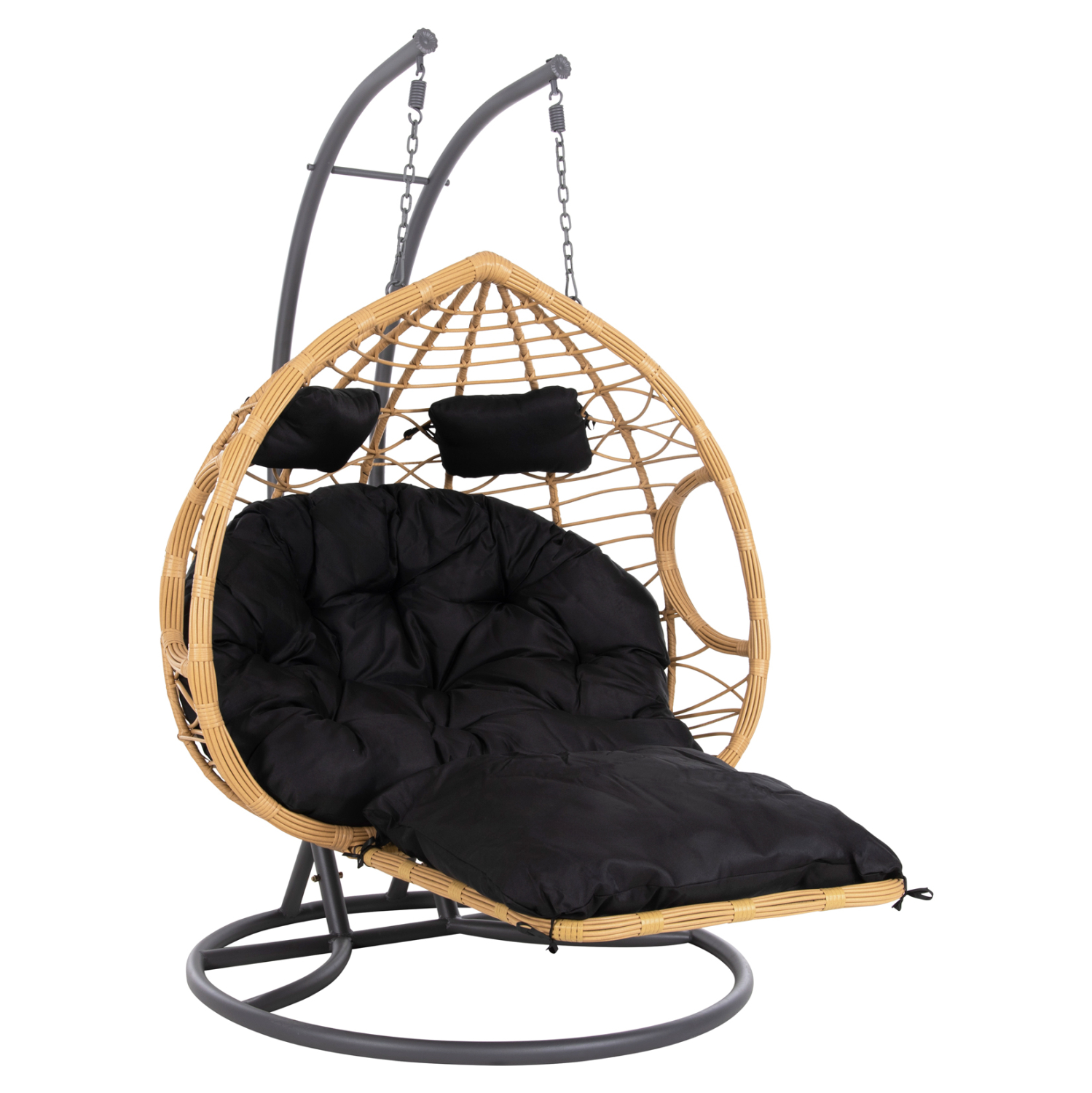 ΔΙΠΛΗ ΚΡΕΜΑΣΤΗ ΦΩΛΙΑ ME ΥΠΟΠΟΔΙΟ GRACIE HM5754.02 ΜΠΕΖ ΣΥΝΘ.RATTAN-ΓΚΡΙ ΜΕΤΑΛ.ΣΚΕΛΕΤΟΣ Φ120x200Υεκ 1