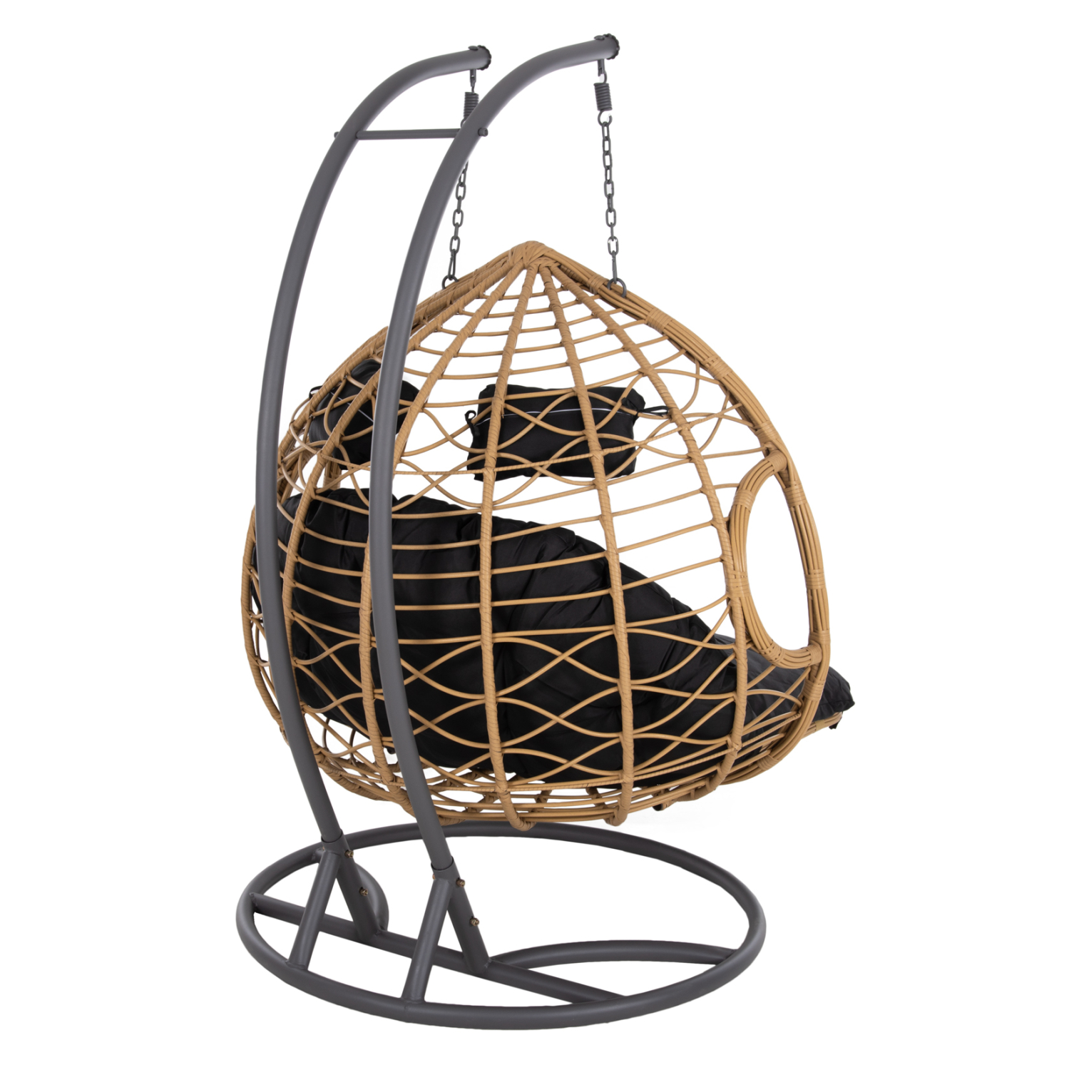 ΔΙΠΛΗ ΚΡΕΜΑΣΤΗ ΦΩΛΙΑ ME ΥΠΟΠΟΔΙΟ GRACIE HM5754.02 ΜΠΕΖ ΣΥΝΘ.RATTAN-ΓΚΡΙ ΜΕΤΑΛ.ΣΚΕΛΕΤΟΣ Φ120x200Υεκ 5
