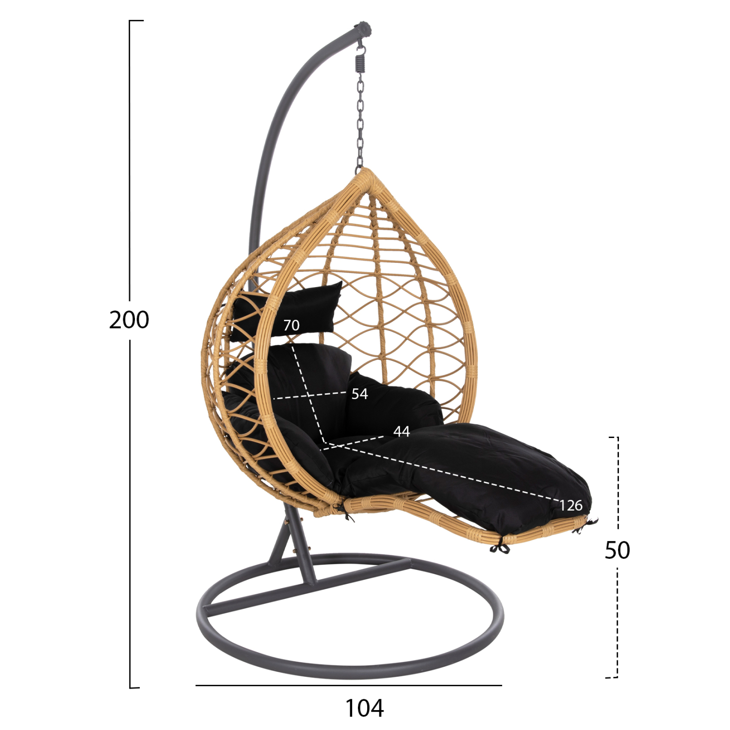 ΜΟΝΗ ΚΡΕΜΑΣΤΗ ΦΩΛΙΑ ME ΥΠΟΠΟΔΙΟ GRACIE HM5755.02 ΜΠΕΖ ΣΥΝΘ.RATTAN-ΓΚΡΙ ΜΕΤΑΛ.ΣΚΕΛΕΤΟΣ Φ104x200Υεκ 2