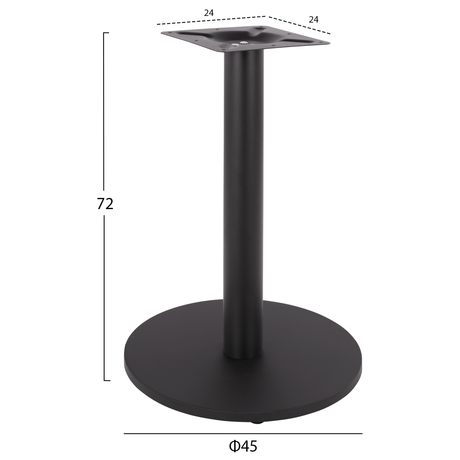 ΒΑΣΗ ΜΕΤΑΛΛΙΚΗ ΜΑΥΡΗ ΜΑΤ Φ45X72Υεκ. ΜΕ ΡΕΓΟΥΛΑΤΟΡΟΥΣ HM419.11 2