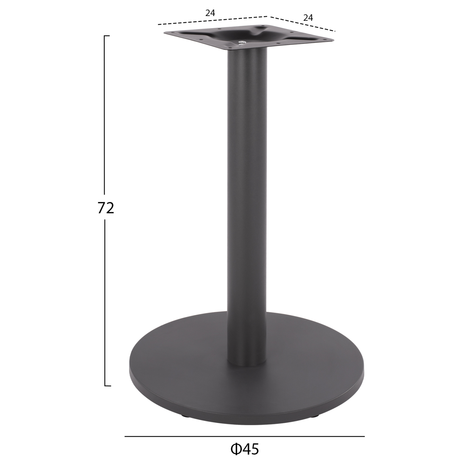 ΒΑΣΗ ΜΕΤΑΛΛΙΚΗ ΓΚΡΙ Φ45Χ72Υεκ. ΜΕ ΡΕΓΟΥΛΑΤΟΡΟΥΣ HM419.20 2