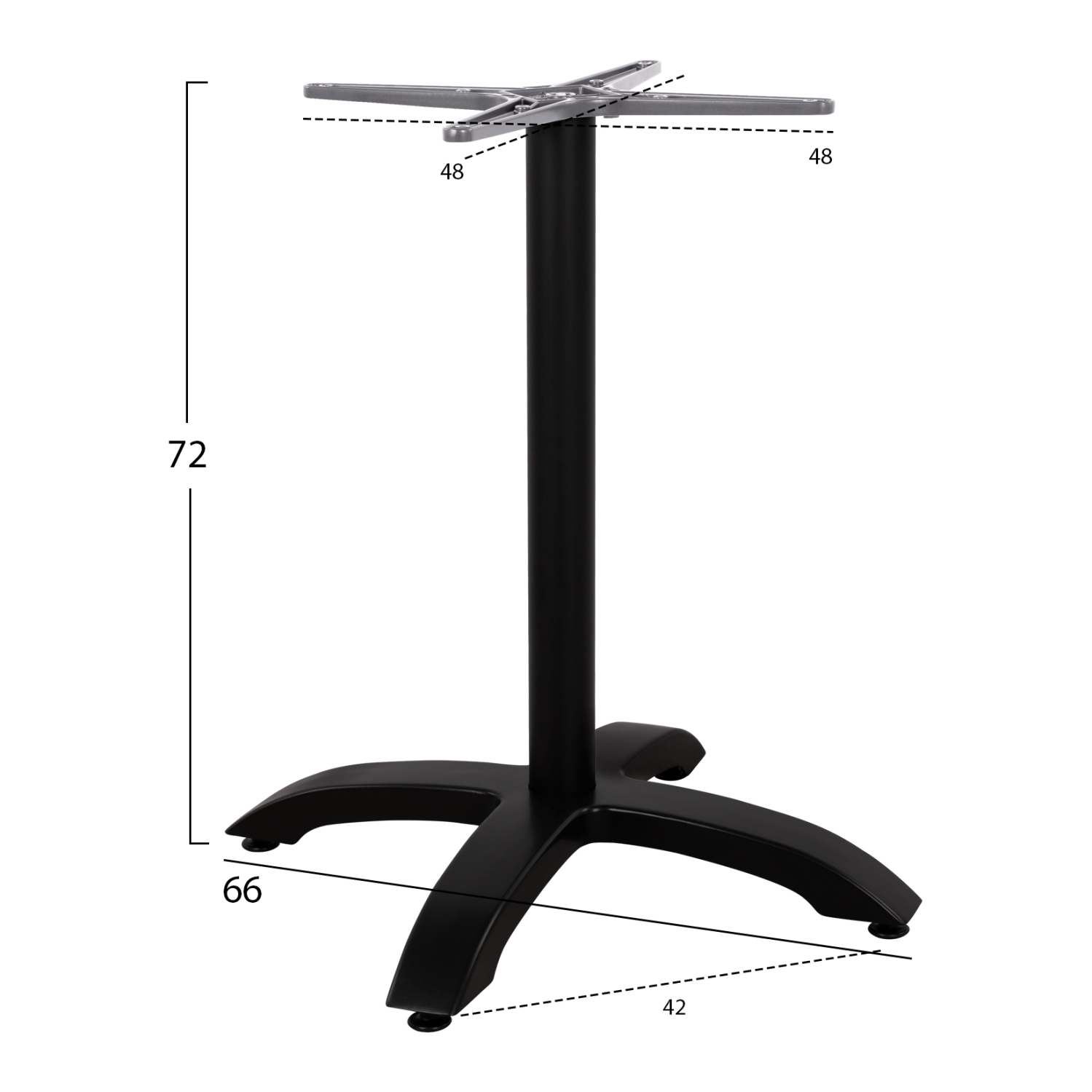 ΒΑΣΗ ΑΛΟΥΜΙΝΙΟΥ HM460.01 ΜΑΥΡΟ ΜΑΤ 66Χ66Χ72Υεκ. ΜΕ ΣΤΑΥΡΟ 48Χ48εκ. 2