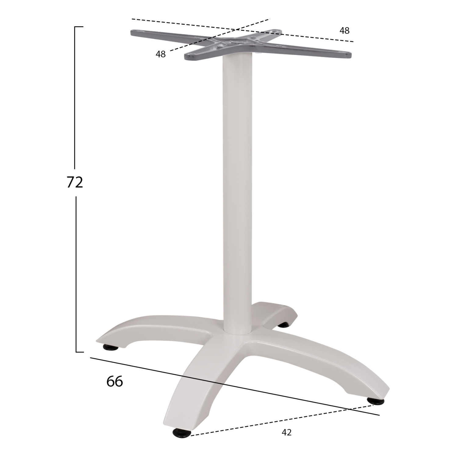 ΒΑΣΗ ΑΛΟΥΜΙΝΙΟΥ HM460.02 ΛΕΥΚΗ ΜΑΤ 66Χ66Χ72Υεκ. ΜΕ ΣΤΑΥΡΟ 48Χ48εκ. 2