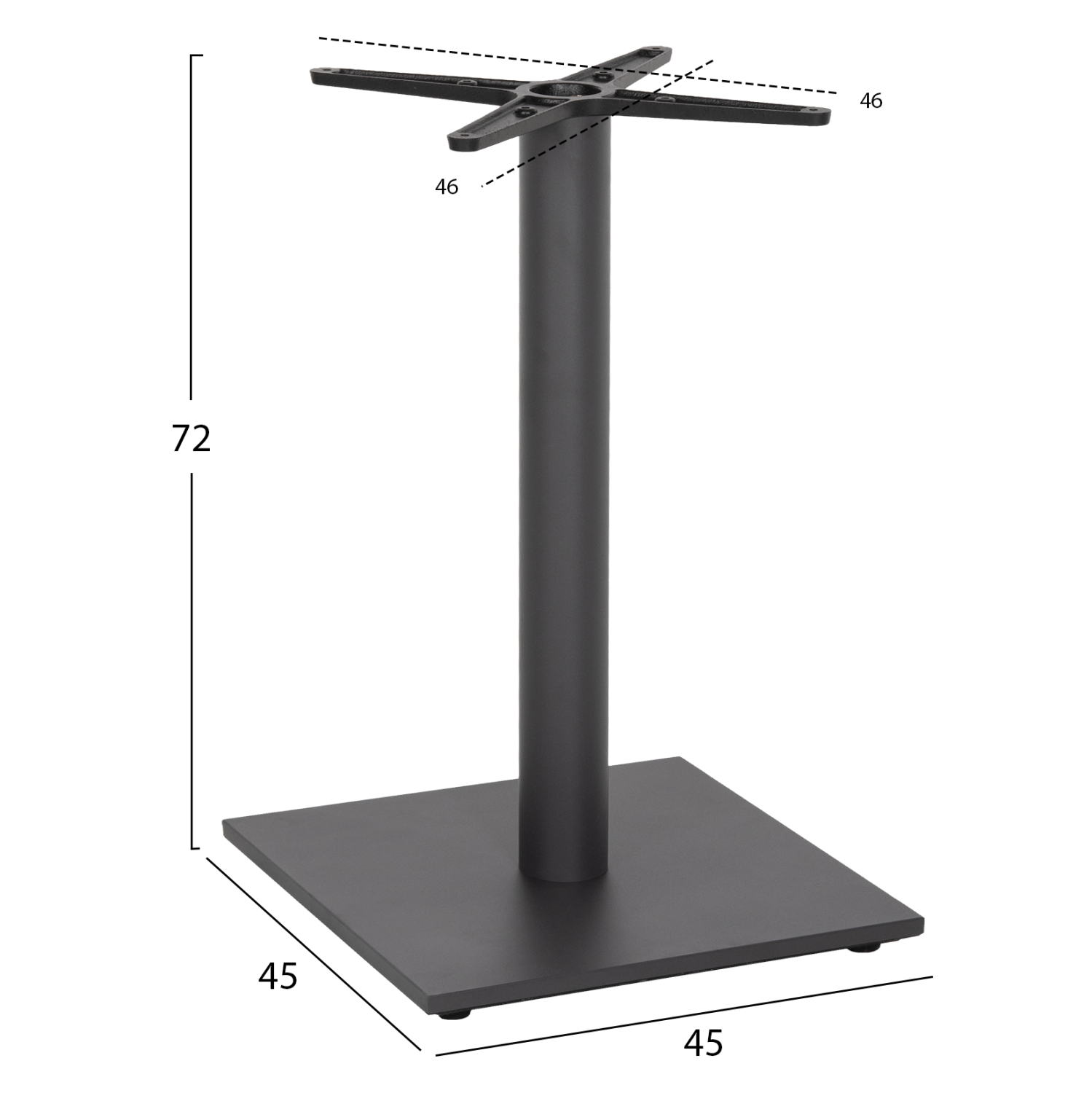 ΒΑΣΗ ΤΡΑΠΕΖΙΟΥ ΜΕΤΑΛΛΙΚΗ ΓΚΡΙ ΜΑΤ 46Χ46Χ72Yεκ. ΜΕ ΣΤΑΥΡΟ 46Χ46 ΚΑΙ ΡΕΓΟΥΛΑΤΟΡΟΥΣ HM438.20 2