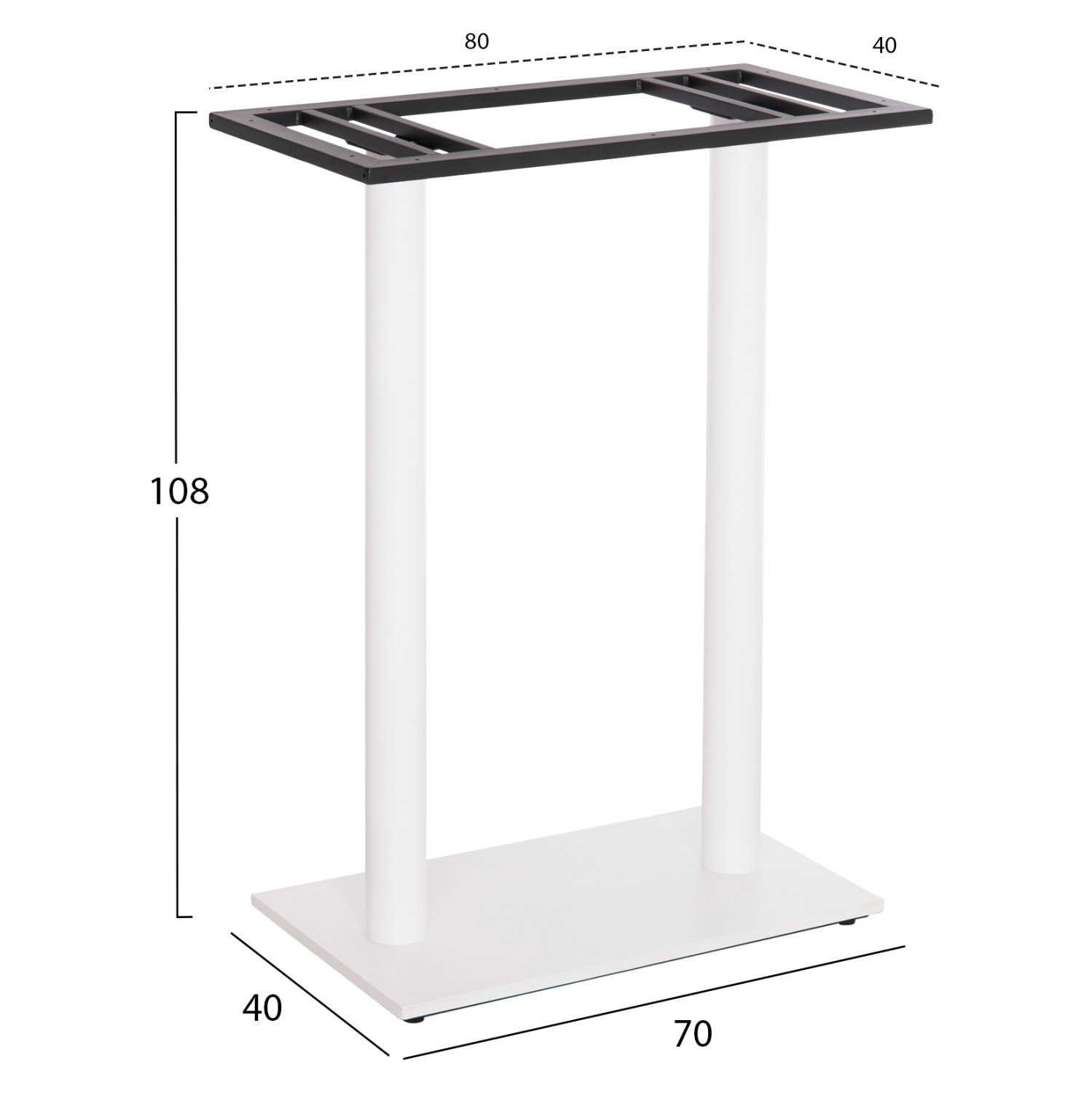 ΒΑΣΗ ΤΡΑΠΕΖΙΟΥ ΜΠΑΡ HM480.02 ΔΥΟ ΠΟΔΙΑ-ΜΕΤΑΛΛΙΚΗ ΣΕ ΛΕΥΚΟ ΜΑΤ ΧΡΩΜΑ 80x40x108Υεκ 2