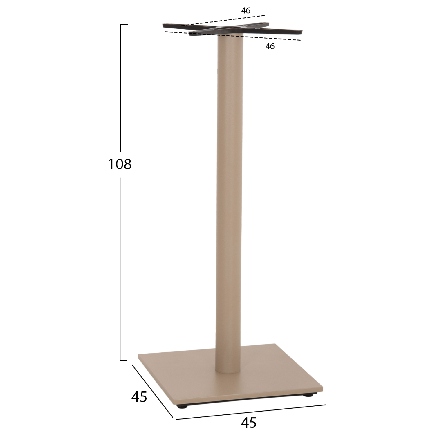 ΒΑΣΗ ΤΡΑΠΕΖΙΟΥ ΜΠΑΡ HM439.25 ΜΕΤΑΛΛΙΚΗ ΚΑΠΟΥΤΣΙΝΟ ΜΑΤ-ΡΕΓΟΥΛΑΤΟΡΟΙ 46x46x108Yεκ. 2