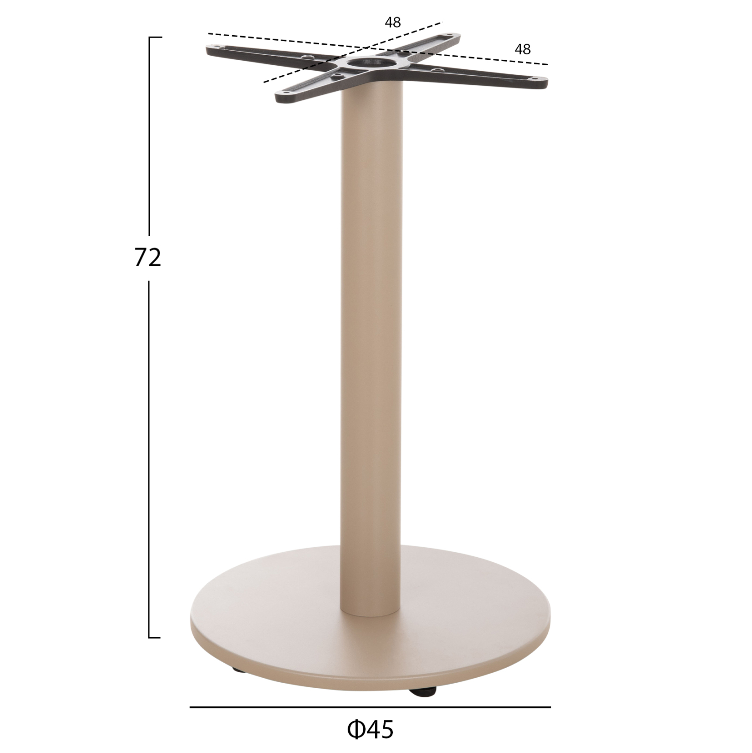 ΒΑΣΗ ΤΡΑΠΕΖΙΟΥ ΑΛΟΥΜΙΝΙΟΥ ΣΤΡΟΓΓΥΛΗ ΚΑΠΟΥΤΣΙΝΟ HM476.25 ΣΤΑΥΡΟΣ 48Χ48εκ Φ45Χ72Υεκ. 2