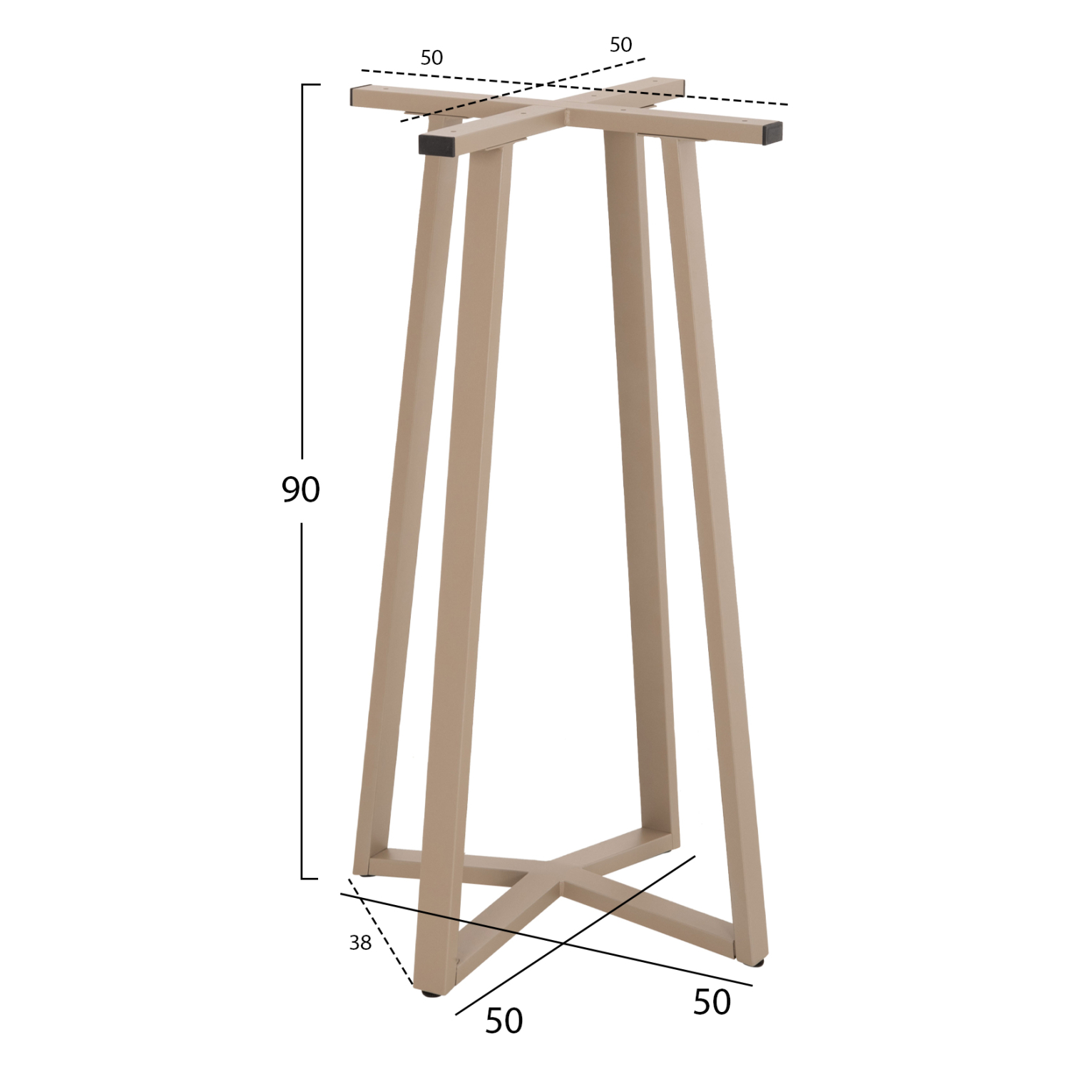 ΒΑΣΗ ΤΡΑΠΕΖΙΟΥ ΜΠΑΡ ΜΕΣΑΙΟΥ ΥΨΟΥΣ HM477.25 ΜΕΤΑΛΛΟ ΚΑΠΟΥΤΣΙΝΟ 50x50x90Υεκ. 2