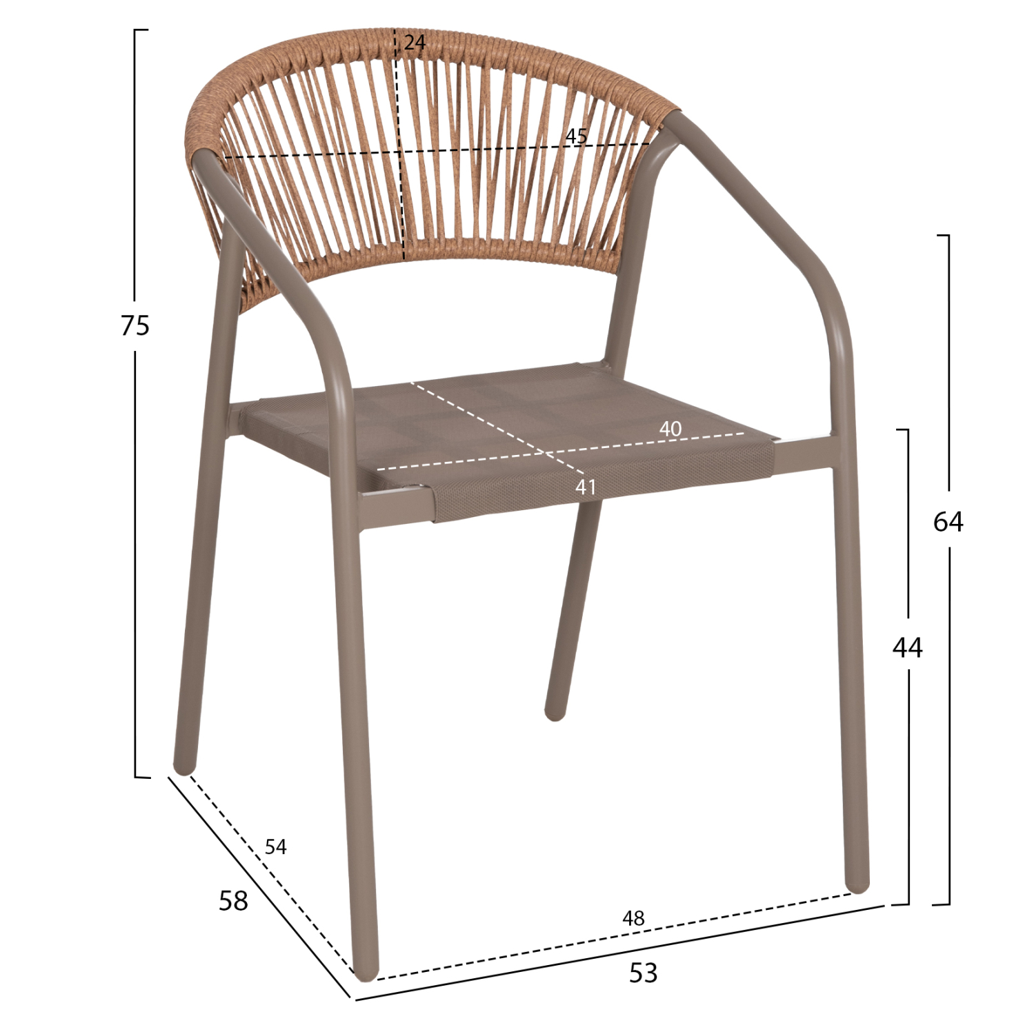 ΠΟΛΥΘΡΟΝΑ HOMAN HM6430.04 ΣΑΜΠΑΝΙ ΜΕΤΑΛΛΟ &amp; TEXTILENE--ΜΠΕΖ P.E.RATTAN 53x58x75Υεκ 2