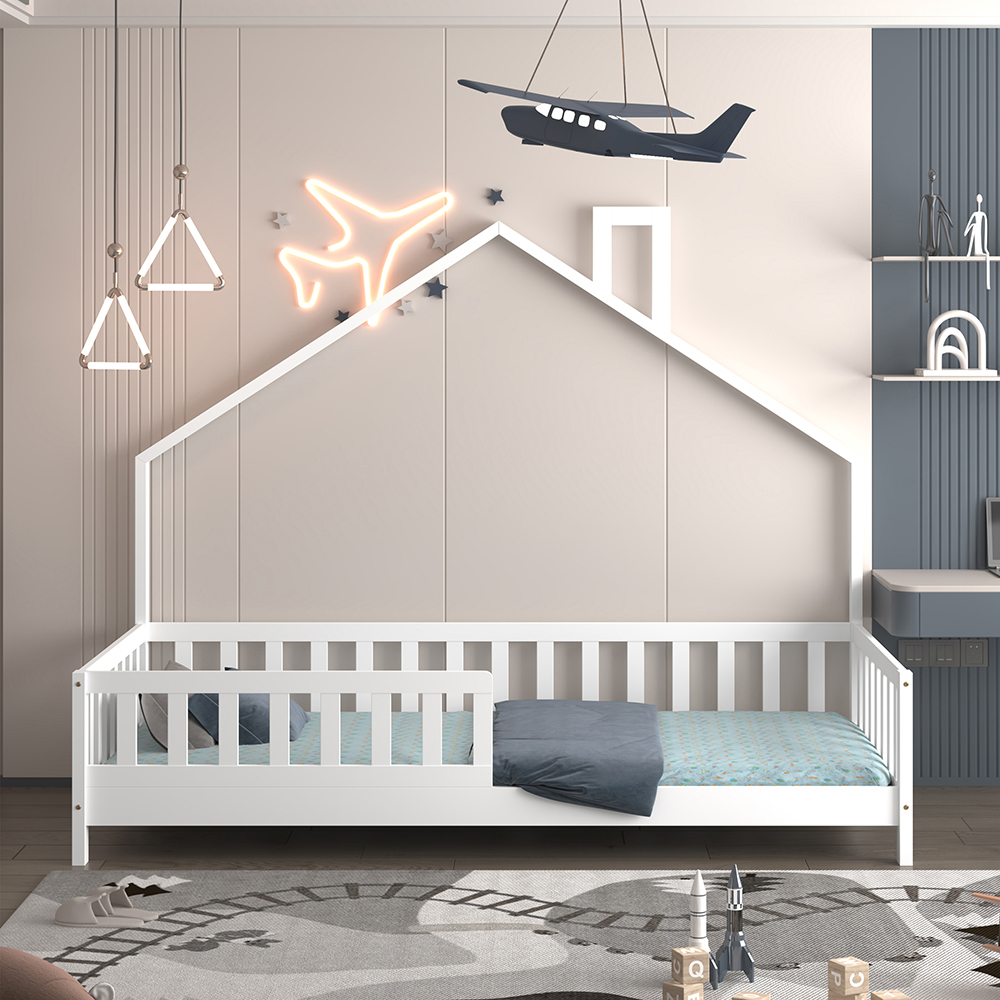 ΚΡΕΒΑΤΙ ΠΑΙΔΙΚΟ HOUSER HM740.03 τ.MONTESSORI ΞΥΛΟ ΠΕΥΚΟ ΛΕΥΚΟ--ΓΙΑ 190x90εκ 4