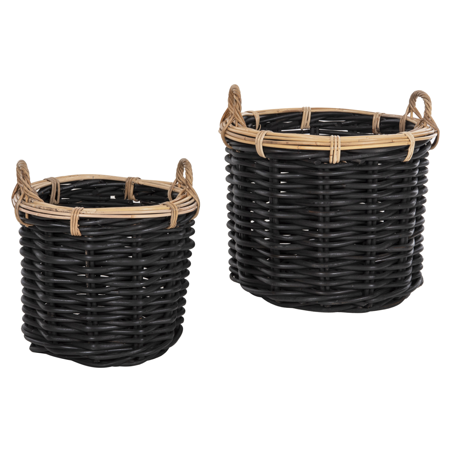 ΣΕΤ 2 ΚΑΛΑΘΙΑ POTTS HM4379 ΜΑΥΡO&amp;ΦΥΣΙΚΟ ΧΡΩΜΑ- CL RATTAN Φ61+Φ45εκ. 1