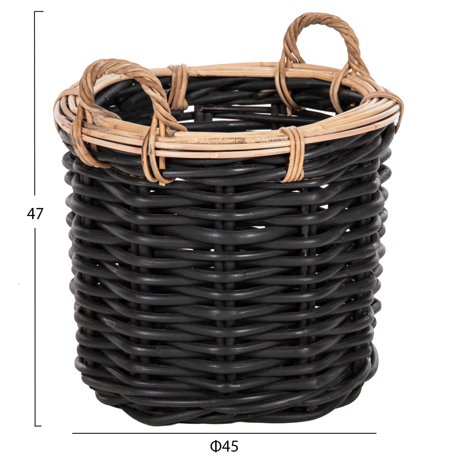 ΣΕΤ 2 ΚΑΛΑΘΙΑ POTTS HM4379 ΜΑΥΡO&amp;ΦΥΣΙΚΟ ΧΡΩΜΑ- CL RATTAN Φ61+Φ45εκ. 2