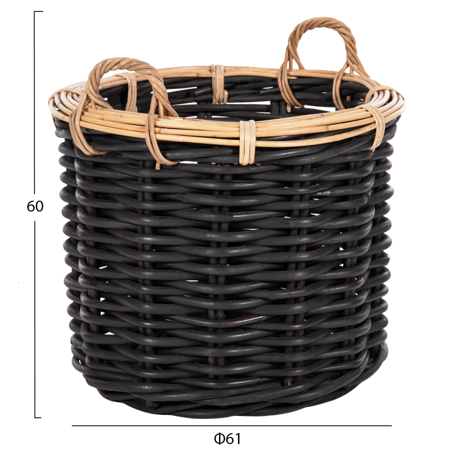 ΣΕΤ 2 ΚΑΛΑΘΙΑ POTTS HM4379 ΜΑΥΡO&amp;ΦΥΣΙΚΟ ΧΡΩΜΑ- CL RATTAN Φ61+Φ45εκ. 3