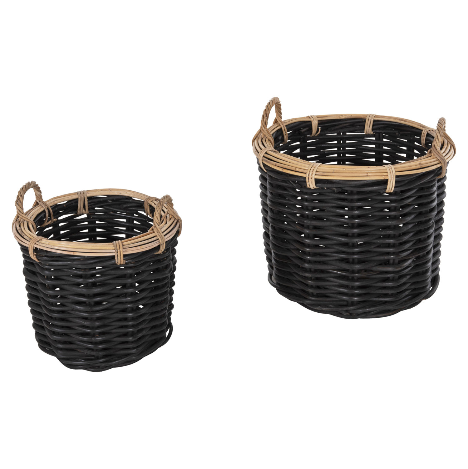 ΣΕΤ 2 ΚΑΛΑΘΙΑ POTTS HM4379 ΜΑΥΡO&amp;ΦΥΣΙΚΟ ΧΡΩΜΑ- CL RATTAN Φ61+Φ45εκ. 4