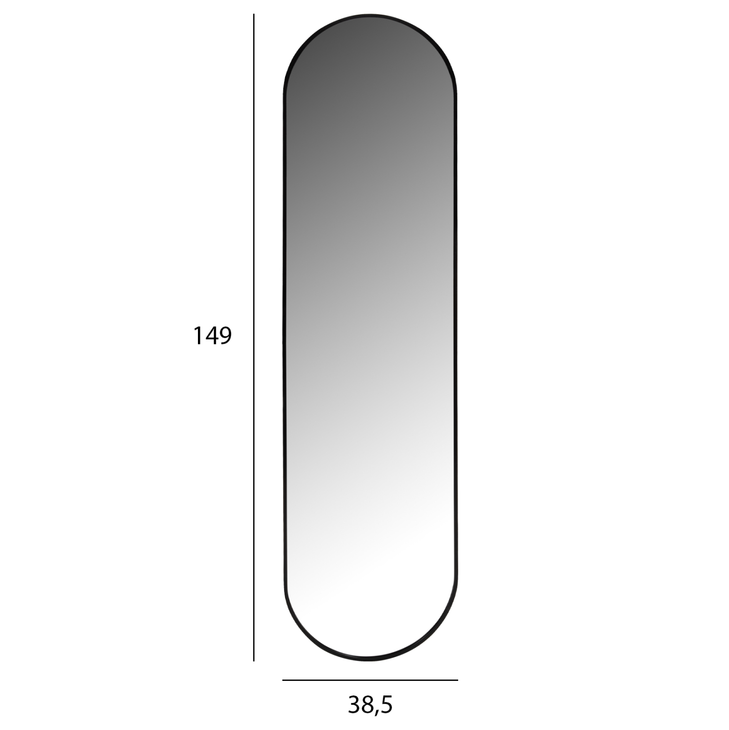 ΚΑΘΡΕΠΤΗΣ ΤΟΙΧΟΥ HM9581.01 ΨΗΛΟΣ ΟΒΑΛ ΣΚΕΛΕΤΟΣ ΑΛΟΥΜΙΝΙΟΥ ΜΑΥΡΟΣ 38,5x4x149Υεκ. 2