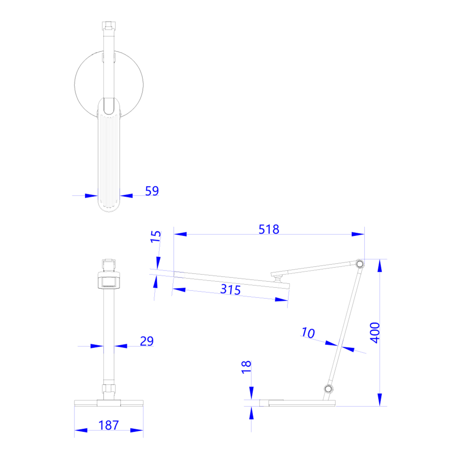 ΦΩΤΙΣΤΙΚΟ ΓΡΑΦΕΙΟΥ LED BLAIN PRO HM4454.07 ΓΚΡΙ ΒΑΣΗ ABS &amp; ΑΛΟΥΜΙΝΙΟ 51,8x40Υεκ. 2