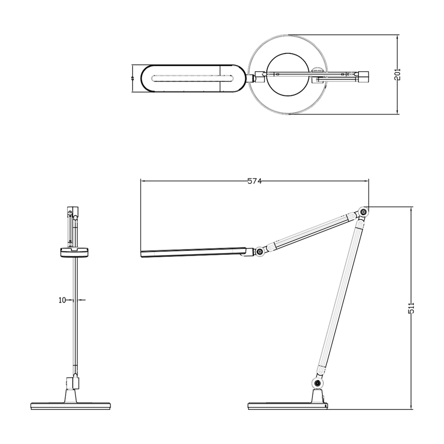 ΦΩΤΙΣΤΙΚΟ ΓΡΑΦΕΙΟΥ LED BLAIN PRO HM4462.02 ΜΑΥΡΟ-ΓΚΡΙ ABS 57,4x51,1Υεκ. 2