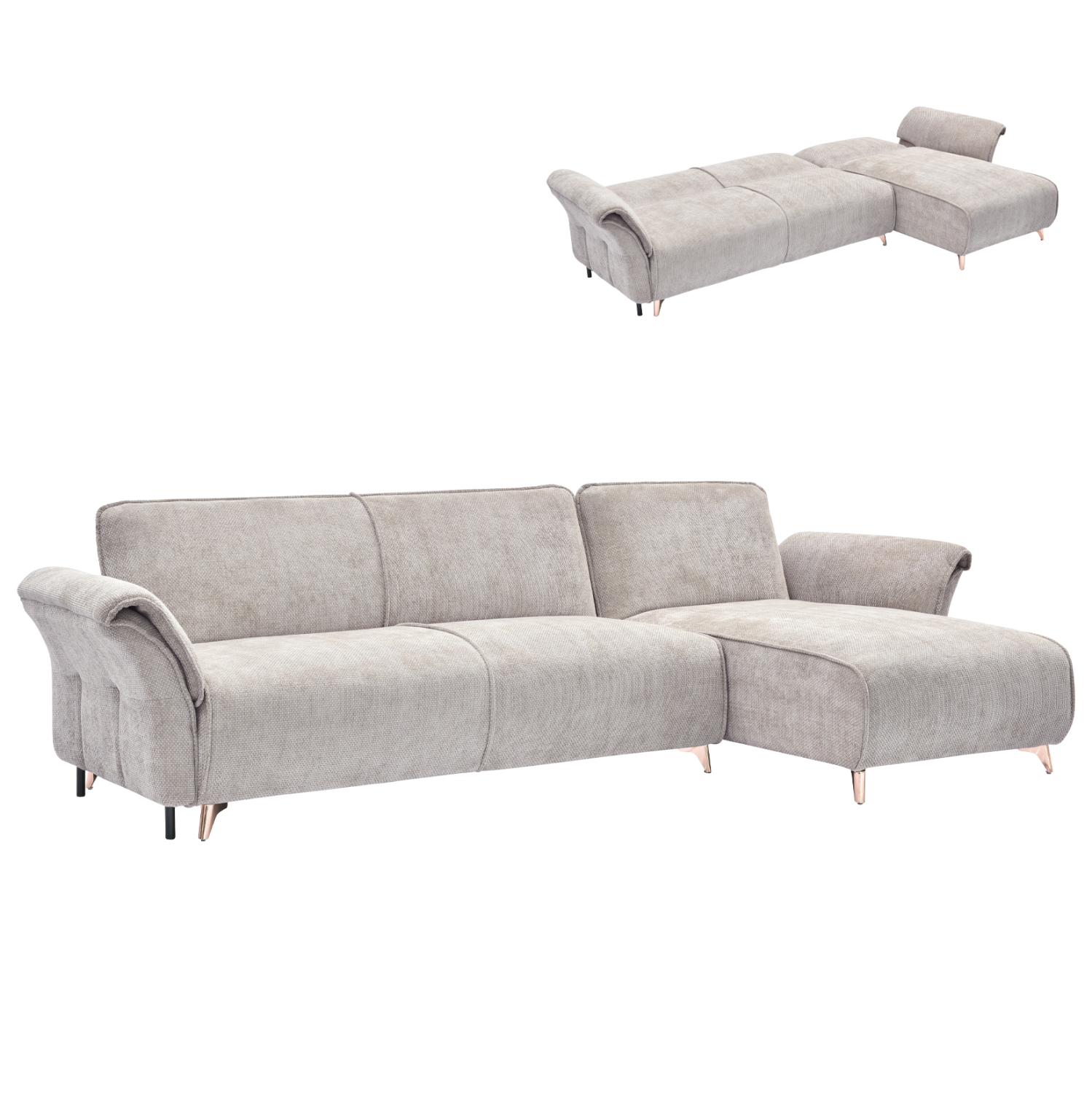 ΓΩΝΙΑΚΟΣ ΑΝΑΣΤΡ. ΚΑΝΑΠΕΣ-ΚΡΕΒΑΤΙ MAILO HM6071.05 ΜΠΕΖ ΥΦΑΣΜΑ-ΜΕΤΑΛ.ΠΟΔΙ 300x150x80Υ 1