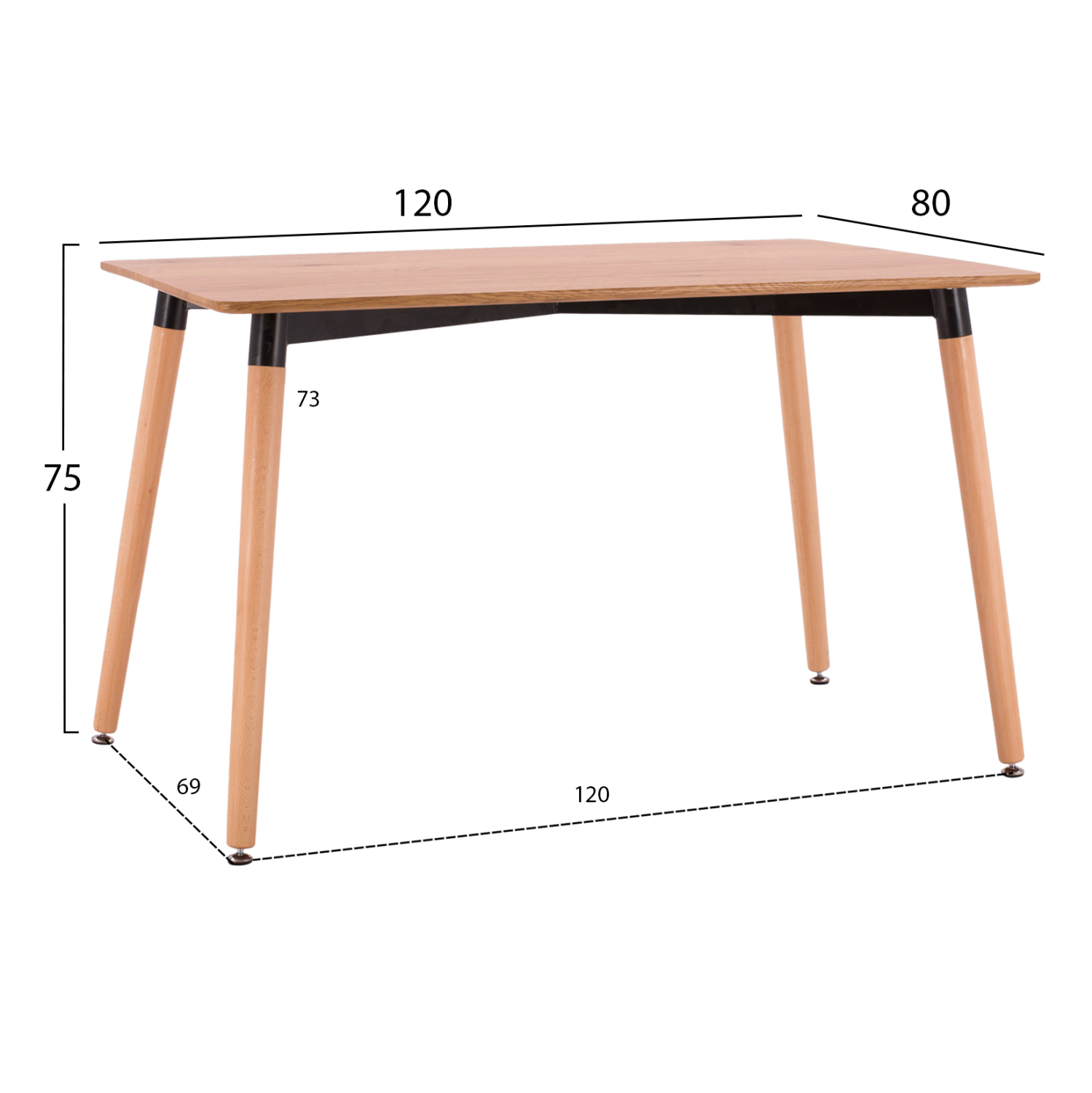 ΣΕΤ ΤΡΑΠΕΖΑΡΙΑΣ 5ΤΜΧ LUCIEN HM21183 MDF TOP &amp; ΞΥΛΟ ΟΞΙΑΣ ΣΕ ΦΥΣΙΚΟ ΧΡΩΜΑ 2