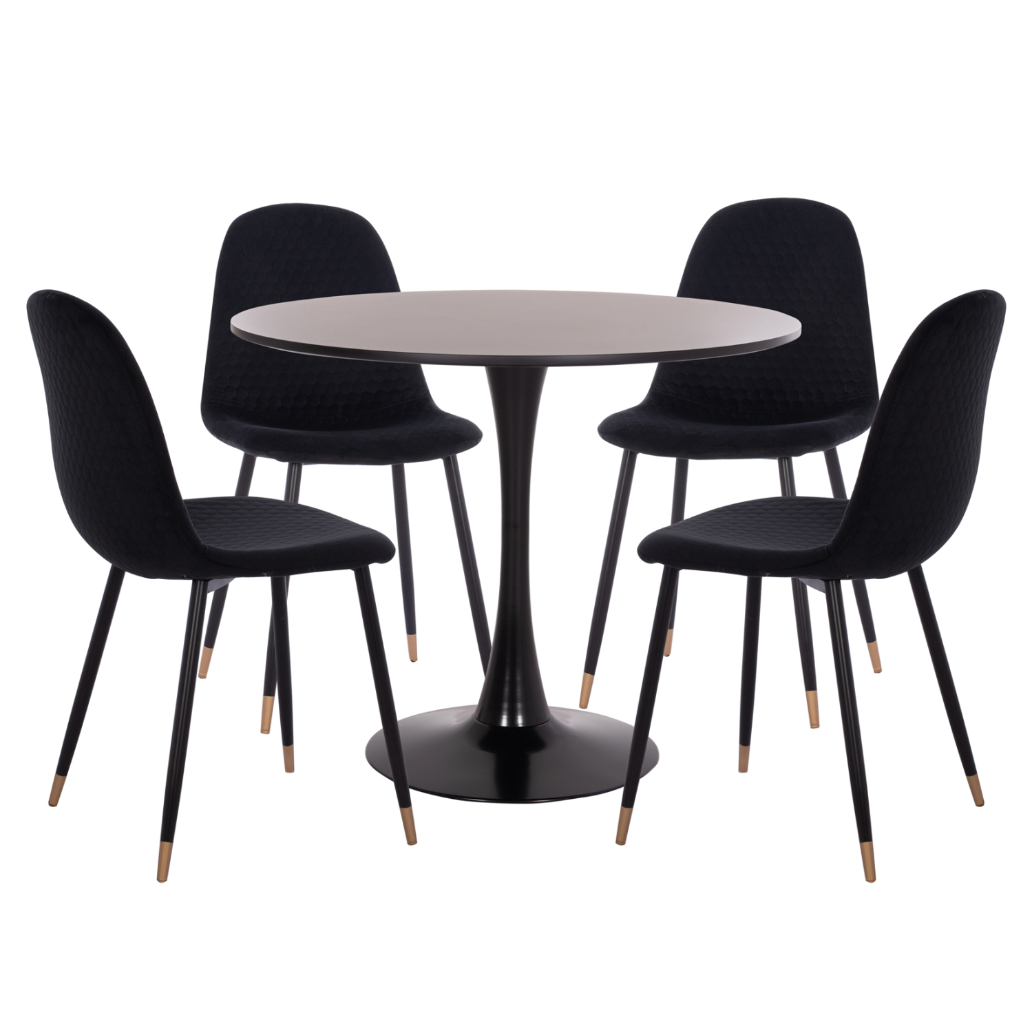 ΣΕΤ ΤΡΑΠΕΖΑΡΙΑΣ 5ΤΜΧ BROLIN HM21191 MDF TOP-ΜΕΤΑΛΛΙΚΑ ΠΟΔΙΑ-ΒΕΛΟΥΔΟ--ΜΑΥΡΟ 1