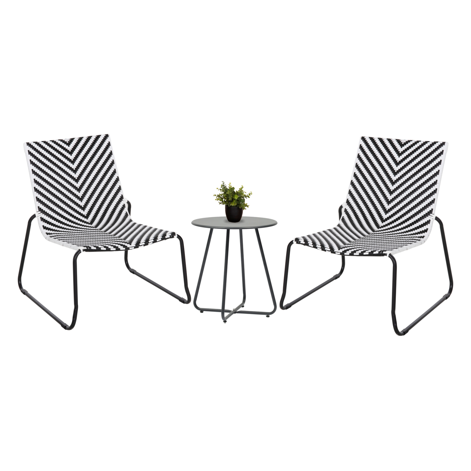 ΣΕΤ LOUNGE 3TMX ΕΞ.ΧΩΡΟΥ PONY HM21193 ΜΕΤΑΛΛΟ ΣΕ ΓΚΡΙ--ΣΥΝΘ.RATTAN ΣΕ ΛΕΥΚΟ-ΜΑΥΡΟ 1