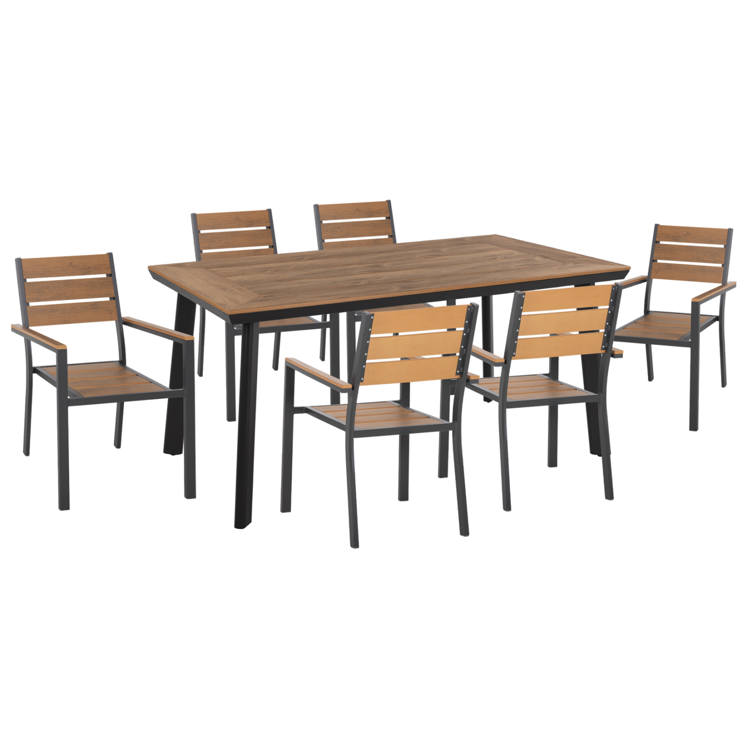 ΣΕΤ ΤΡΑΠΕΖΑΡΙΑΣ TABER HM21198 ΤΡΑΠΕΖΙ &amp; 6 ΠΟΛΥΘΡΟΝΕΣ-ΑΛΟΥΜΙΝΙΟ &amp; POLYWOOD-ΑΝΘΡΑΚΙ 1
