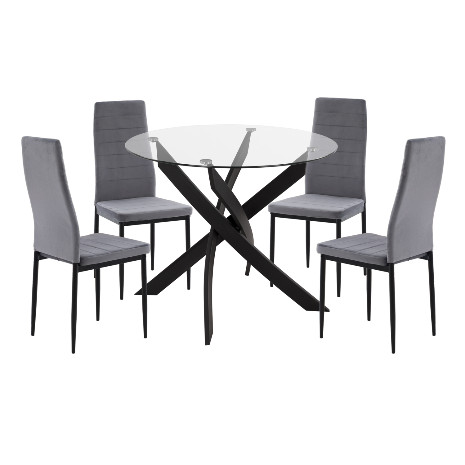 ΣΕΤ ΤΡΑΠΕΖΑΡΙΑΣ 5ΤΜΧ LADY HM21199.01 ΓΥΑΛΙ--ΜΕΤΑΛΛΟ ΣΕ ΜΑΥΡΟ &amp; ΒΕΛΟΥΔΟ ΓΚΡΙ 1