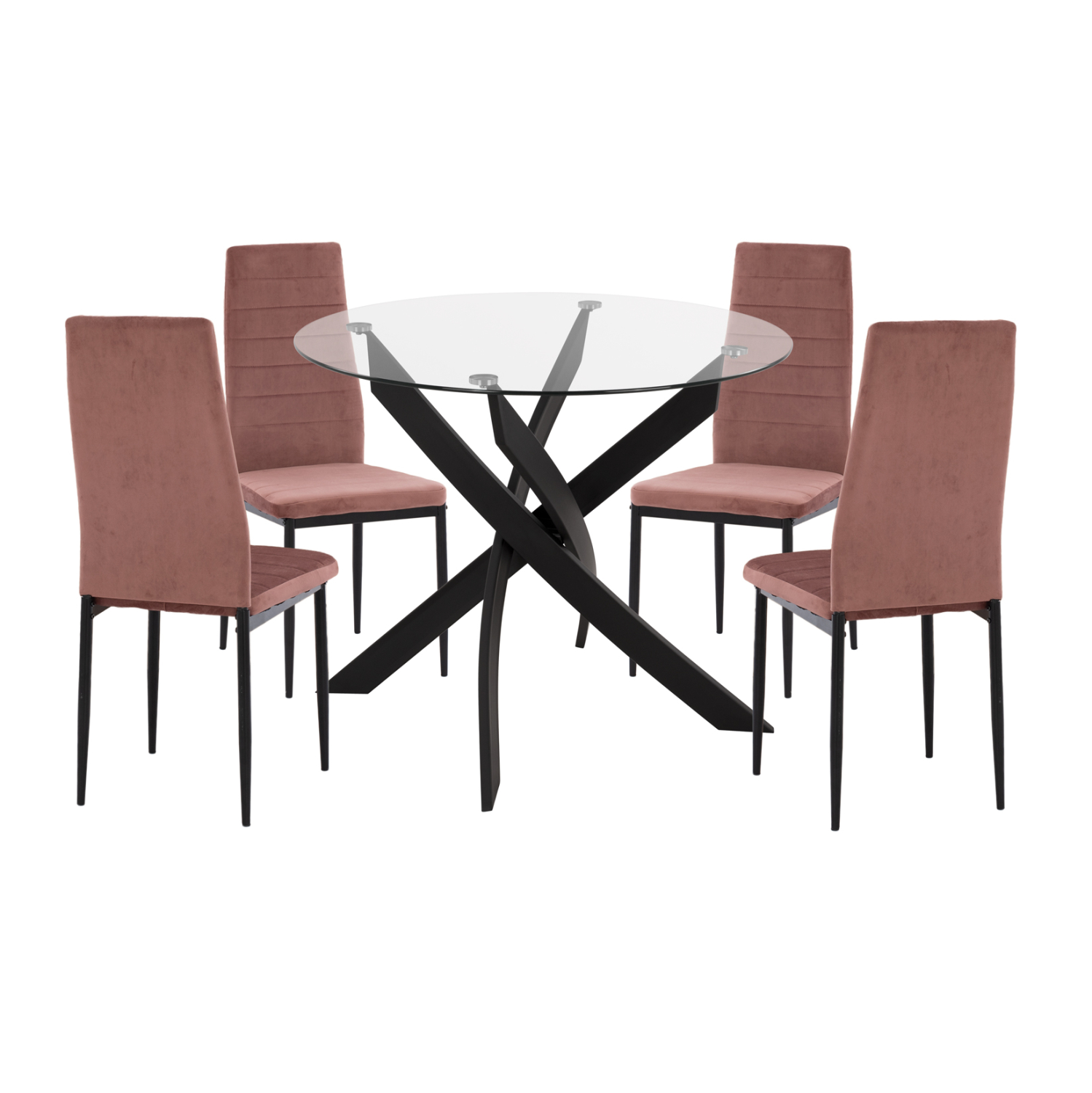 ΣΕΤ ΤΡΑΠΕΖΑΡΙΑΣ 5ΤΜΧ LADY HM21199.02 ΓΥΑΛΙ--ΜΕΤΑΛΛΟ ΣΕ ΜΑΥΡΟ &amp; ΒΕΛΟΥΔΟ ΣΑΠΙΟ ΜΗΛΟ 1