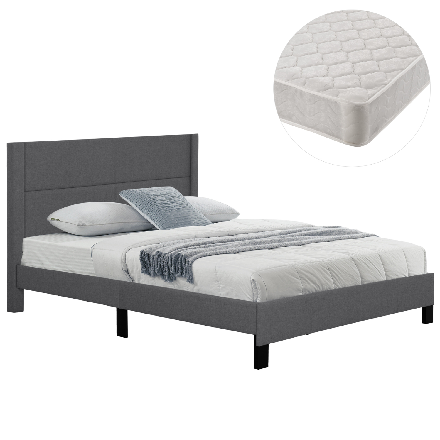 ΚΡΕΒΑΤΙ ΔΙΠΛΟ &amp; ΣΤΡΩΜΑ TRILLOP HM21202.12 ΓΚΡΙ ΥΦΑΣΜΑ--ΓΙΑ 160x200εκ 1