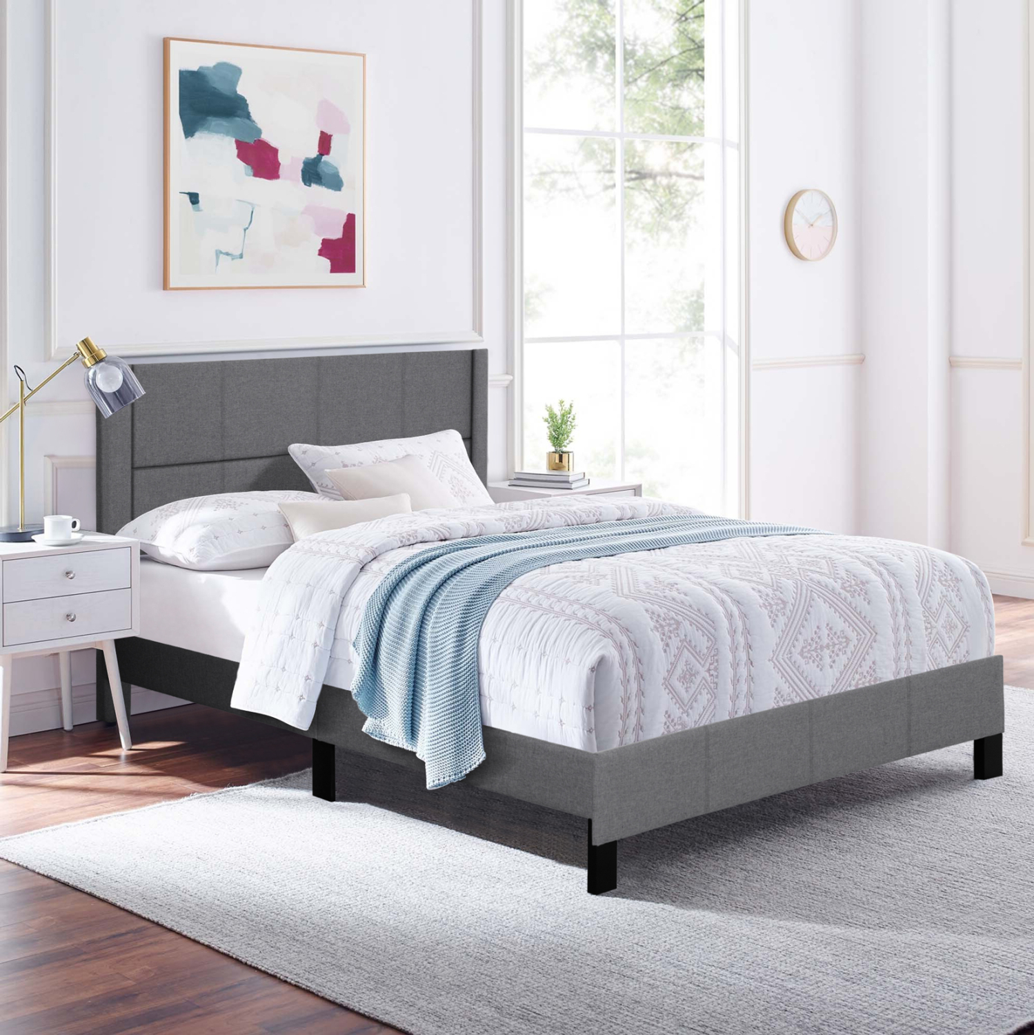 ΚΡΕΒΑΤΙ ΔΙΠΛΟ &amp; ΣΤΡΩΜΑ TRILLOP HM21202.12 ΓΚΡΙ ΥΦΑΣΜΑ--ΓΙΑ 160x200εκ 2