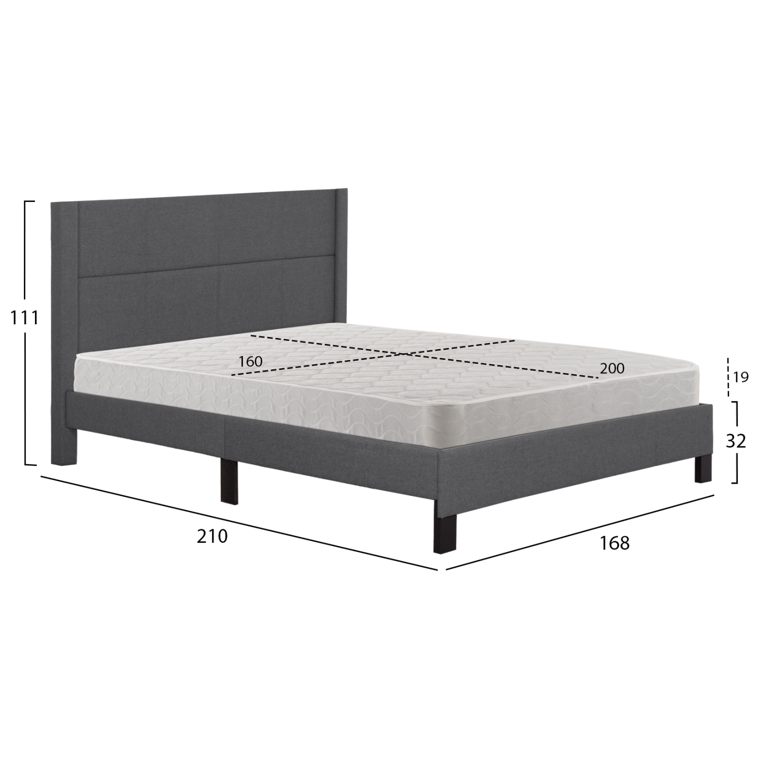 ΚΡΕΒΑΤΙ ΔΙΠΛΟ &amp; ΣΤΡΩΜΑ TRILLOP HM21202.12 ΓΚΡΙ ΥΦΑΣΜΑ--ΓΙΑ 160x200εκ 3