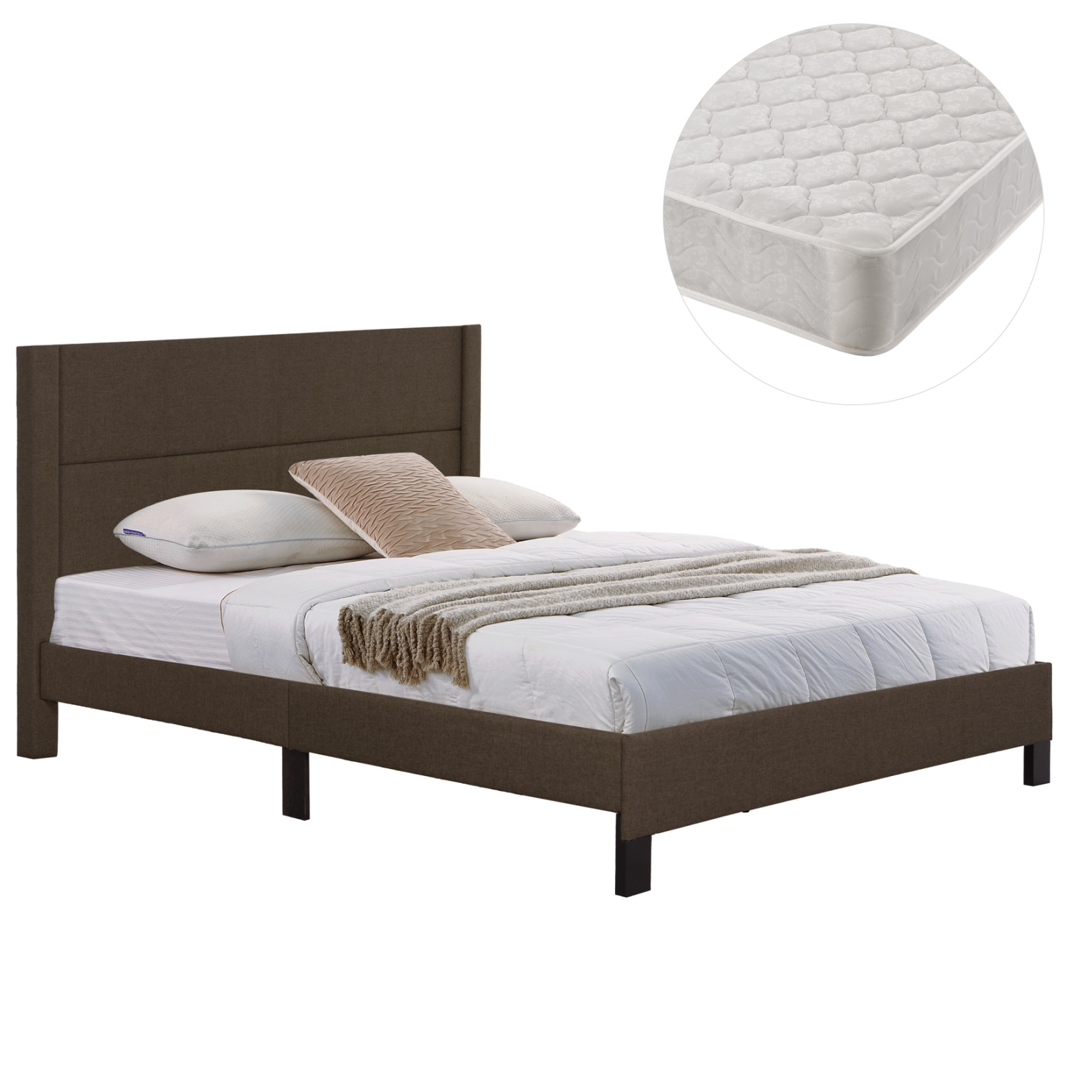 ΚΡΕΒΑΤΙ ΔΙΠΛΟ &amp; ΣΤΡΩΜΑ TRILLOP HM21202.13 ΚΑΦΕ ΥΦΑΣΜΑ--ΓΙΑ 160x200εκ 1