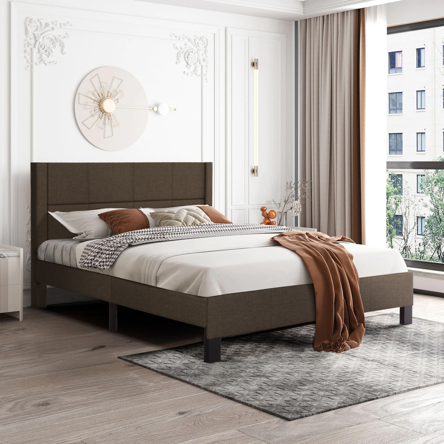 ΚΡΕΒΑΤΙ ΔΙΠΛΟ &amp; ΣΤΡΩΜΑ TRILLOP HM21202.13 ΚΑΦΕ ΥΦΑΣΜΑ--ΓΙΑ 160x200εκ 2