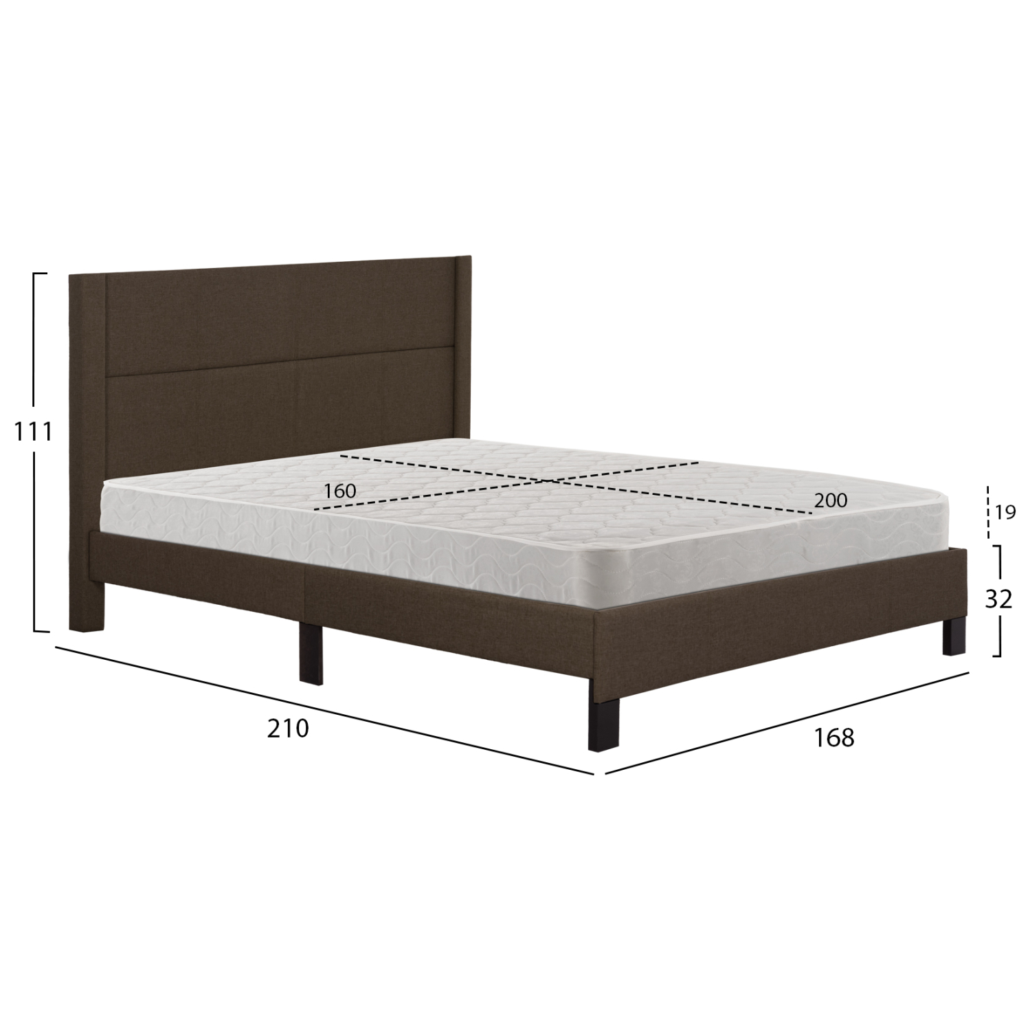 ΚΡΕΒΑΤΙ ΔΙΠΛΟ &amp; ΣΤΡΩΜΑ TRILLOP HM21202.13 ΚΑΦΕ ΥΦΑΣΜΑ--ΓΙΑ 160x200εκ 3