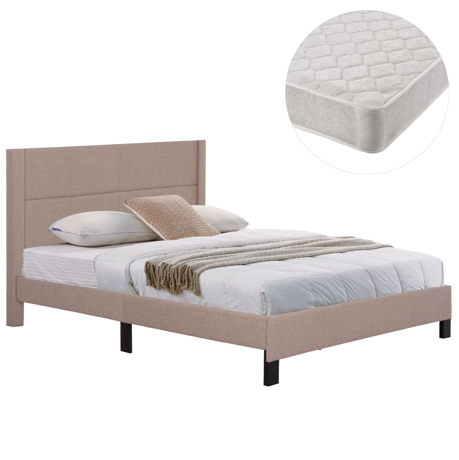 ΚΡΕΒΑΤΙ ΔΙΠΛΟ &amp; ΣΤΡΩΜΑ TRILLOP HM21202.15 ΜΠΕΖ ΥΦΑΣΜΑ--ΓΙΑ 160x200εκ 1