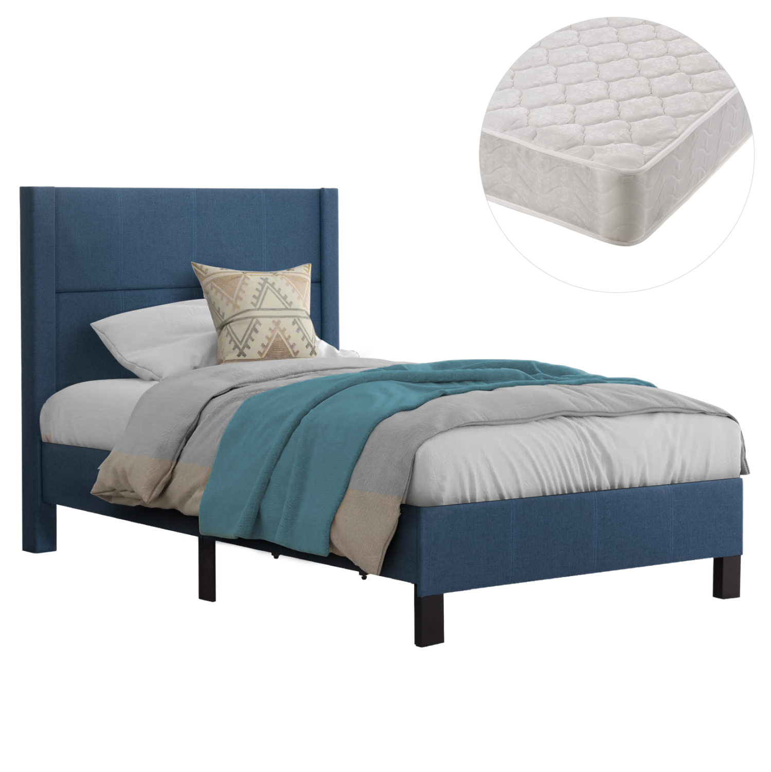 ΚΡΕΒΑΤΙ ΜΟΝΟ &amp; ΣΤΡΩΜΑ TRILLOP HM21203.14 ΜΠΛΕ ΥΦΑΣΜΑ--ΓΙΑ 120x200εκ 1