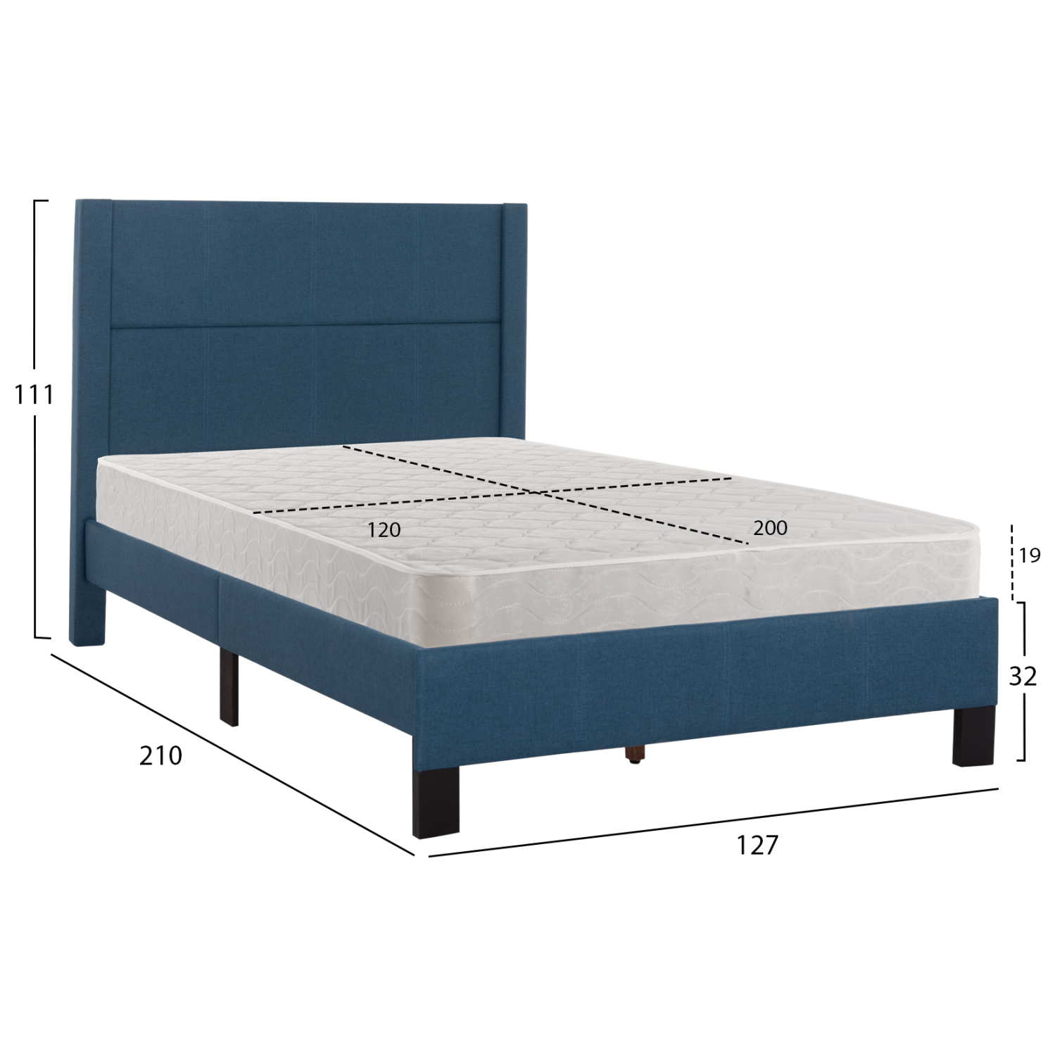 ΚΡΕΒΑΤΙ ΜΟΝΟ &amp; ΣΤΡΩΜΑ TRILLOP HM21203.14 ΜΠΛΕ ΥΦΑΣΜΑ--ΓΙΑ 120x200εκ 3