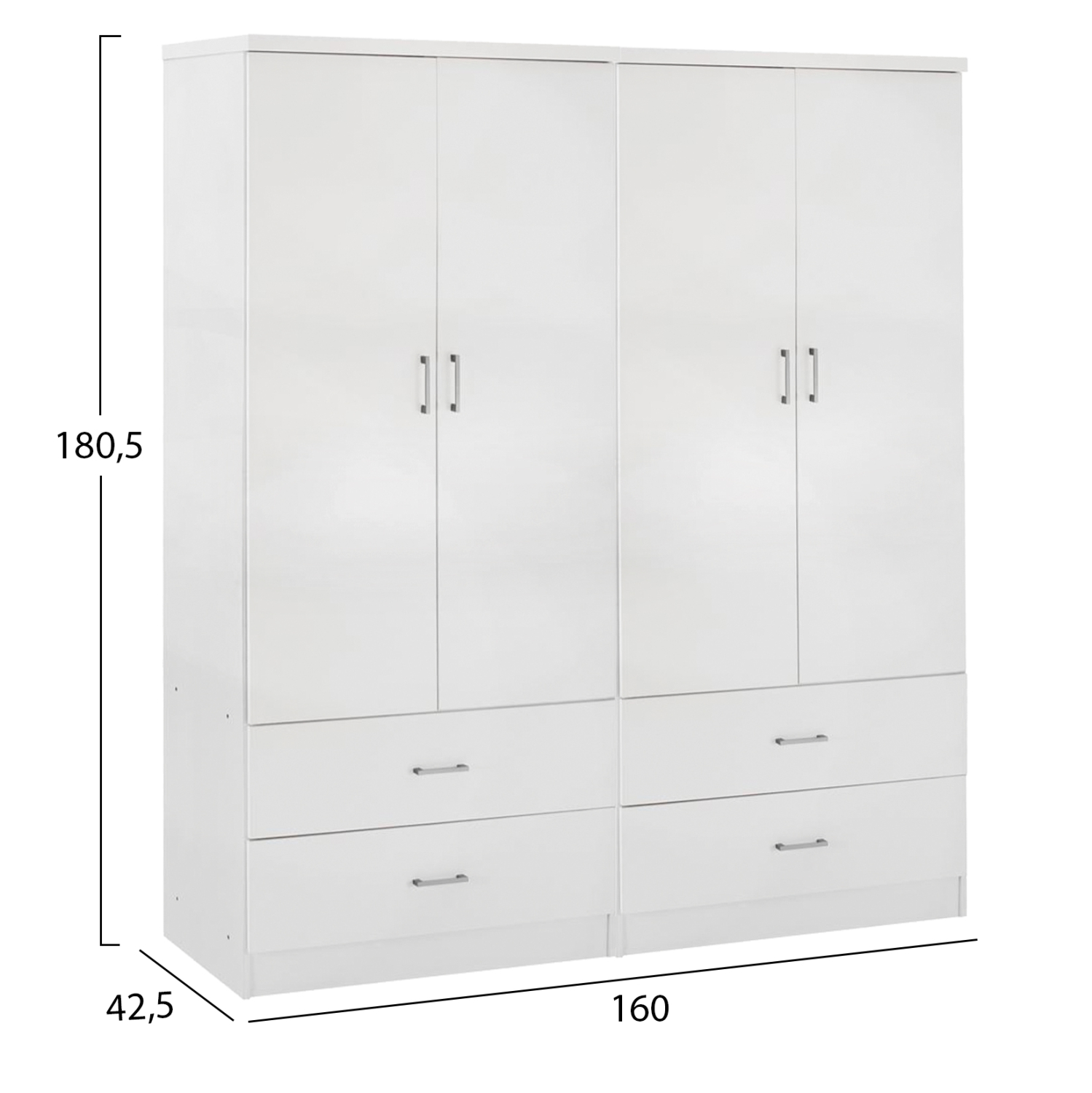 ΝΤΟΥΛΑΠΑ 4ΦΥΛΛΗ REINA ME 4 ΣΥΡΤΑΡΙΑ HM21258 ΜΕΛΑΜΙΝΗ ΣΕ ΛΕΥΚΟ 160x42,5x180,5Υεκ 2