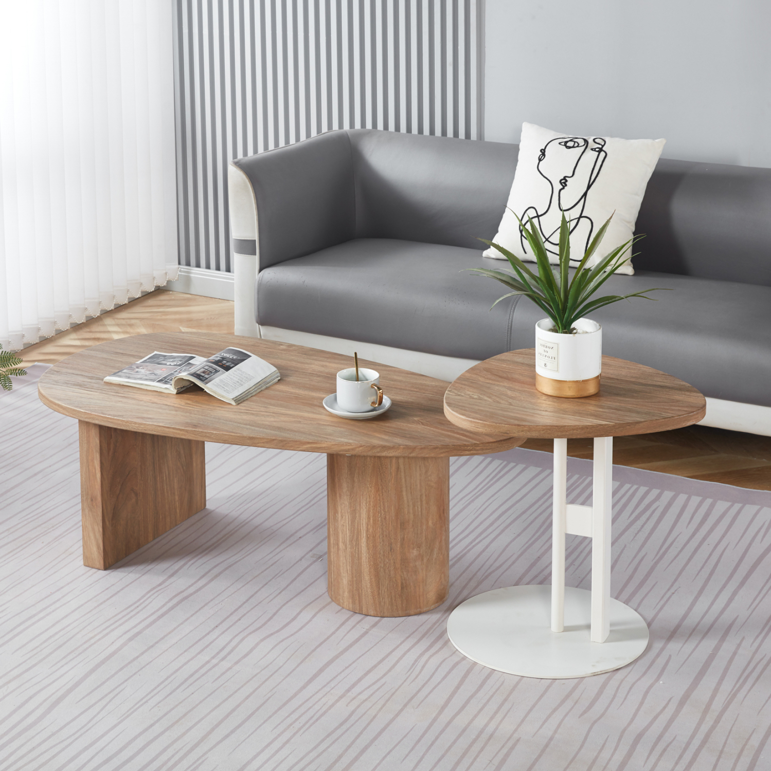 ΣΕΤ ΤΡΑΠΕΖΙ ΣΑΛΟΝΙΟΥ ΜΕ ΒΟΗΘΗΤΙΚΟ ALPER HM21262 MDF SONAMA-ΜΕΤΑΛΛΟ ΛΕΥΚΟ 1