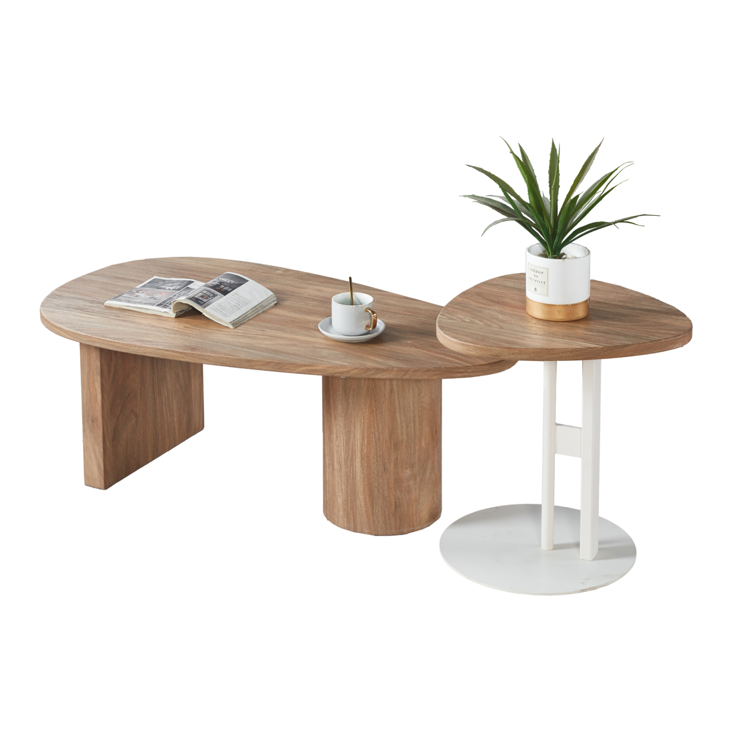 ΣΕΤ ΤΡΑΠΕΖΙ ΣΑΛΟΝΙΟΥ ΜΕ ΒΟΗΘΗΤΙΚΟ ALPER HM21262 MDF SONAMA-ΜΕΤΑΛΛΟ ΛΕΥΚΟ 2