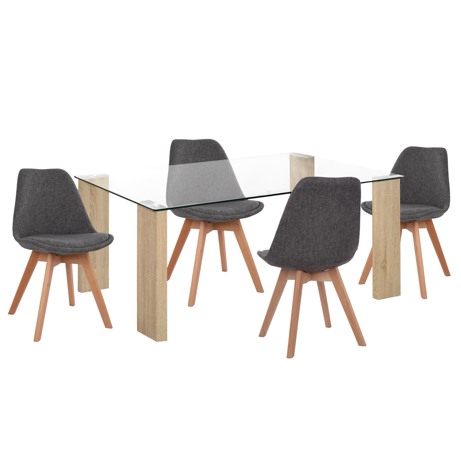 ΣΕΤ ΤΡΑΠΕΖΑΡΙΑΣ 5ΤΜΧ MORGAN HM21269.03 ΤΡΑΠΕΖΙ &amp; 4 ΚΑΡΕΚΛΕΣ - ΓΚΡΙ ΥΦΑΣΜΑ 1