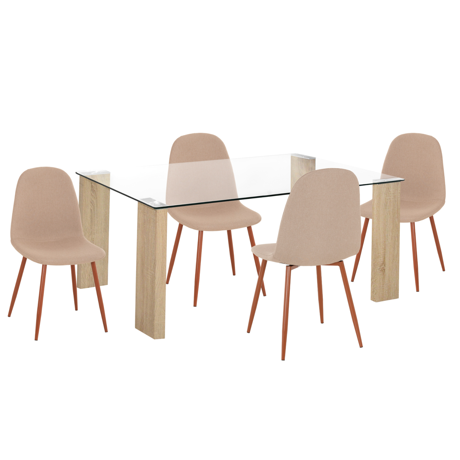 ΣΕΤ ΤΡΑΠΕΖΑΡΙΑΣ 5ΤΜΧ LEOMOR HM21270.01 ΤΡΑΠΕΖΙ &amp; 4 ΚΑΡΕΚΛΕΣ - ΜΠΕΖ ΥΦΑΣΜΑ 1